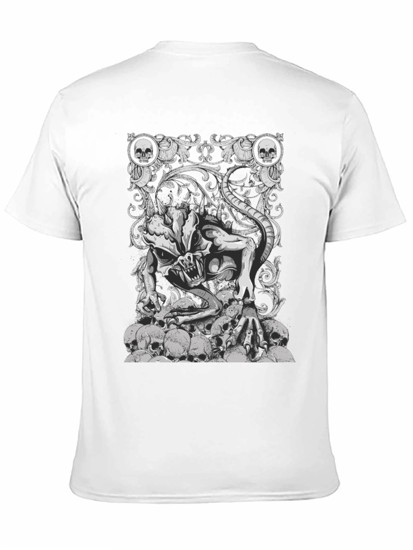 Skull Pile Demon Graphic Tee - Black Cotton T-Shirt