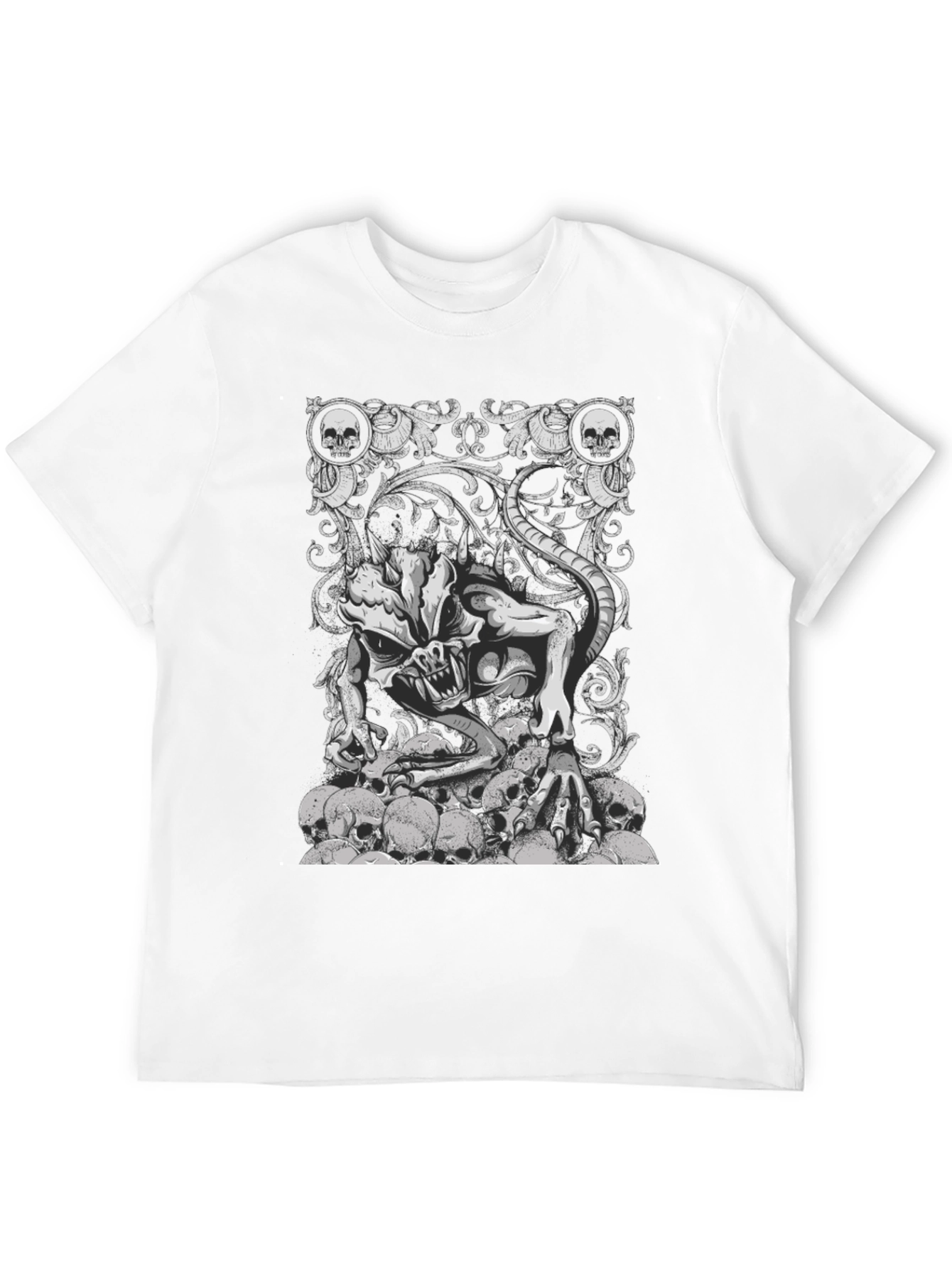 Skull Pile Demon Graphic Tee - Black Cotton T-Shirt