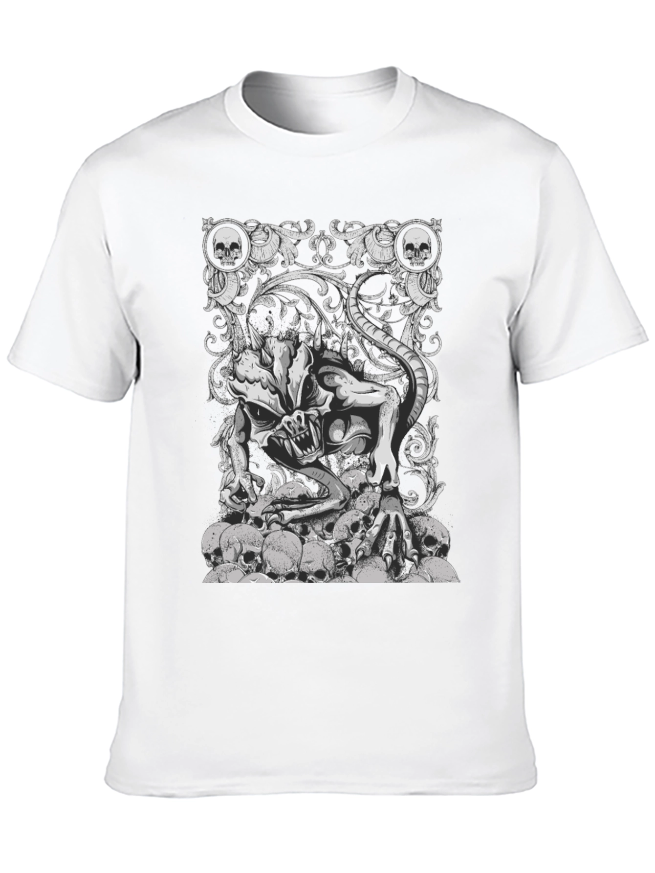 Skull Pile Demon Graphic Tee - Black Cotton T-Shirt