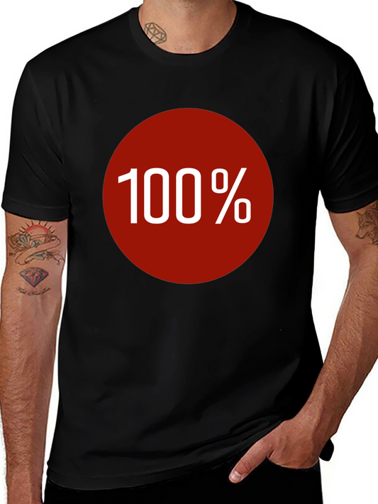 100% Graphic Tee - Bold Red Circle Design