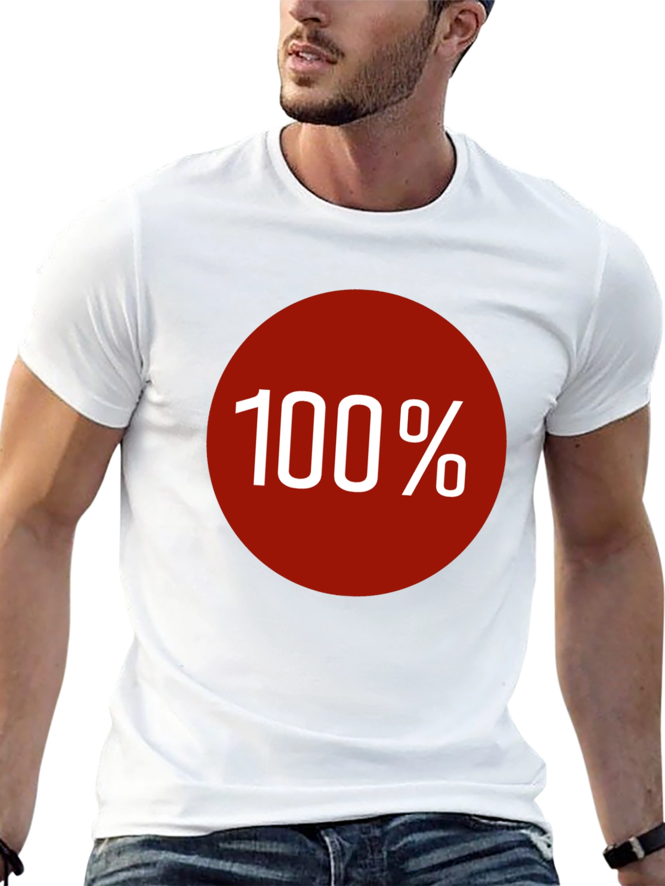 100% Graphic Tee - Bold Red Circle Design
