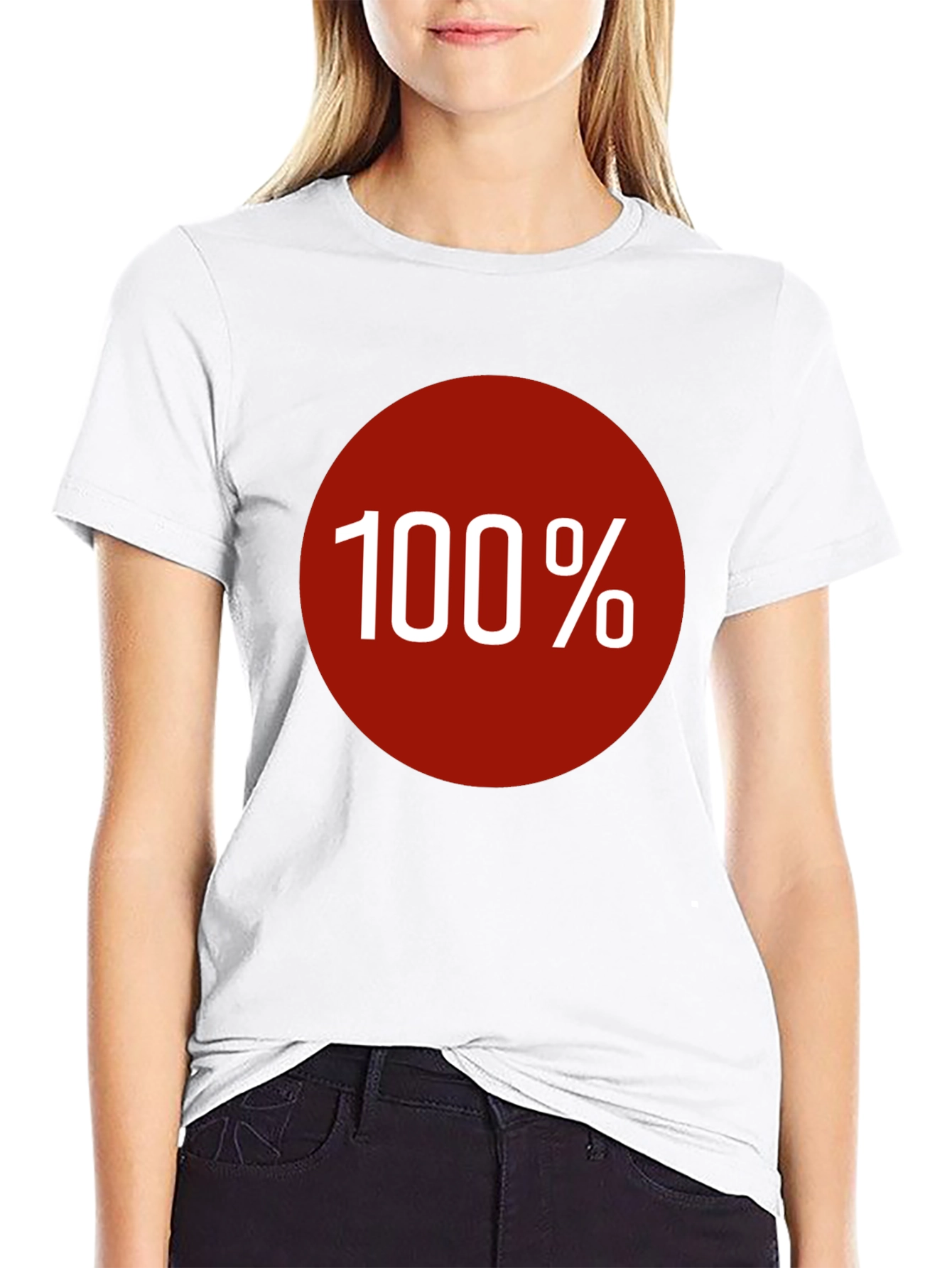 100% Graphic Tee - Bold Red Circle Design