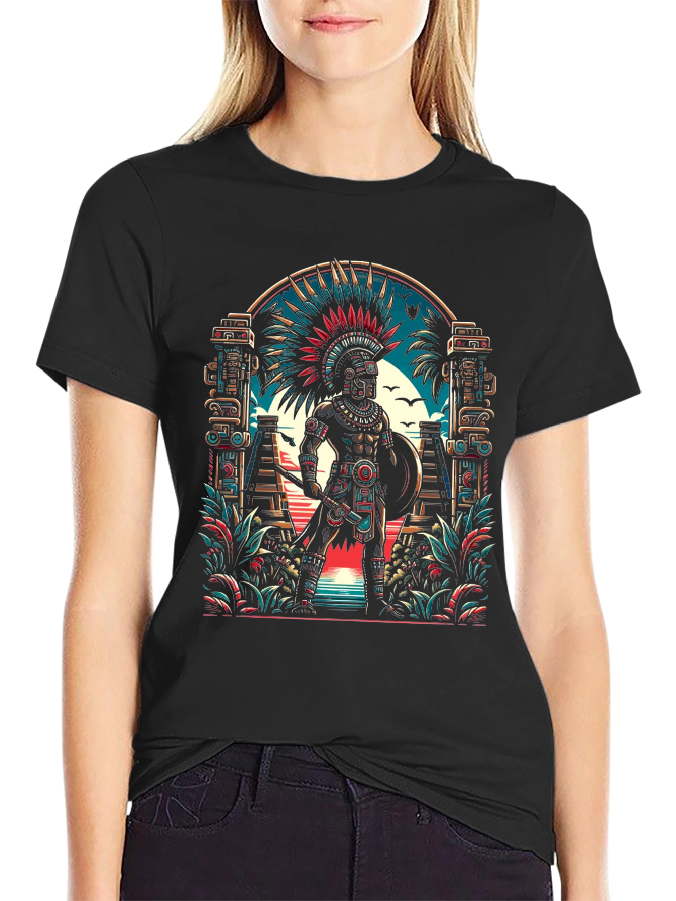 Aztec Warrior T-Shirt - Bold Graphic Tee