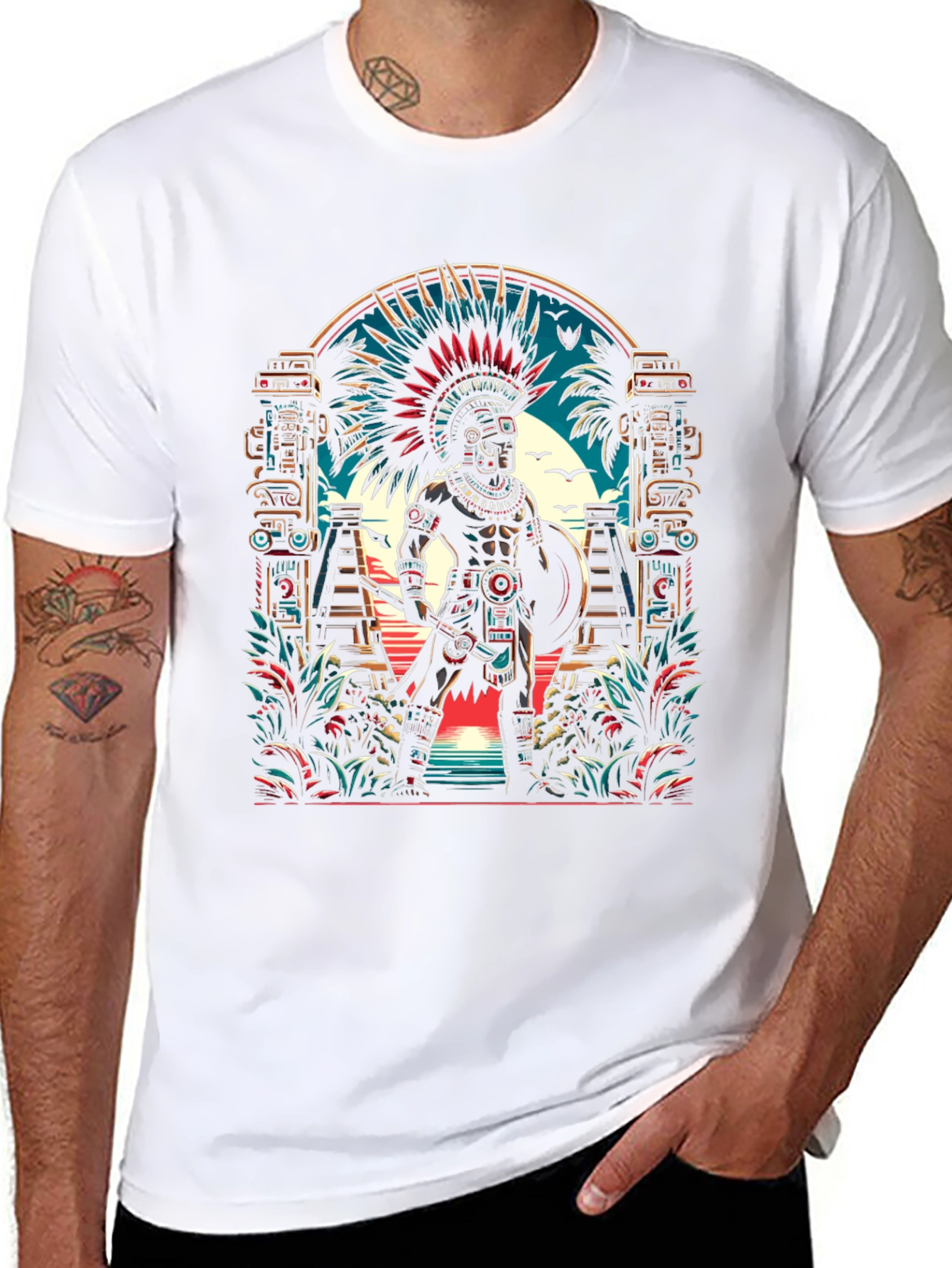 Aztec Warrior T-Shirt - Bold Graphic Tee
