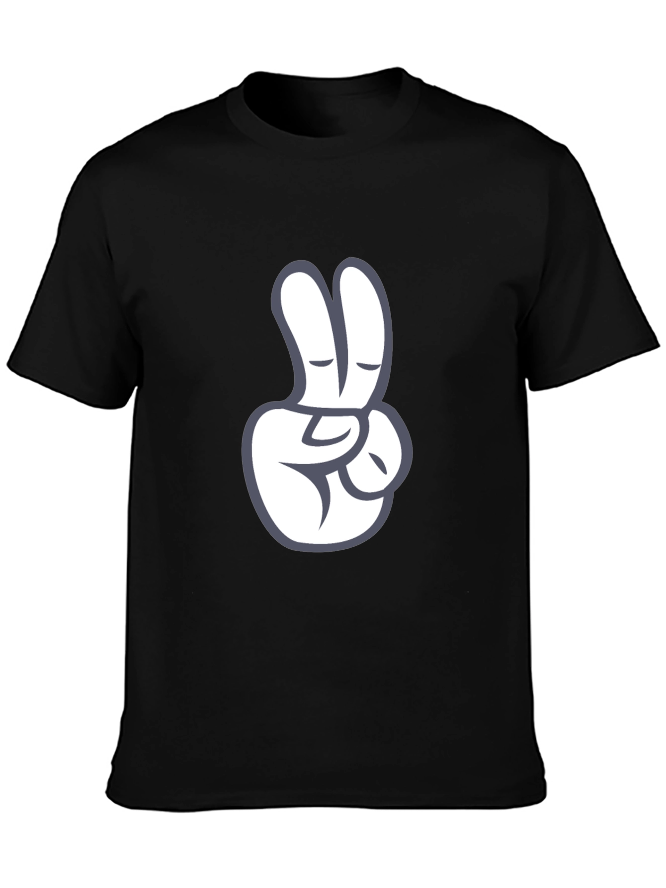 Peace Sign Graphic Tee - Black Cotton T-Shirt