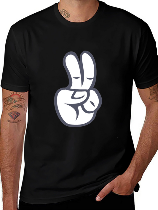 Peace Sign Graphic Tee - Black Cotton T-Shirt