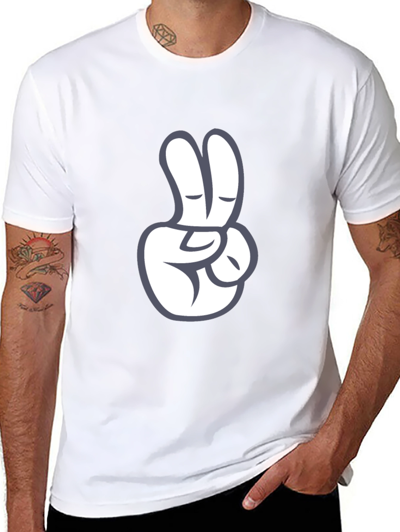 Peace Sign Graphic Tee - Black Cotton T-Shirt