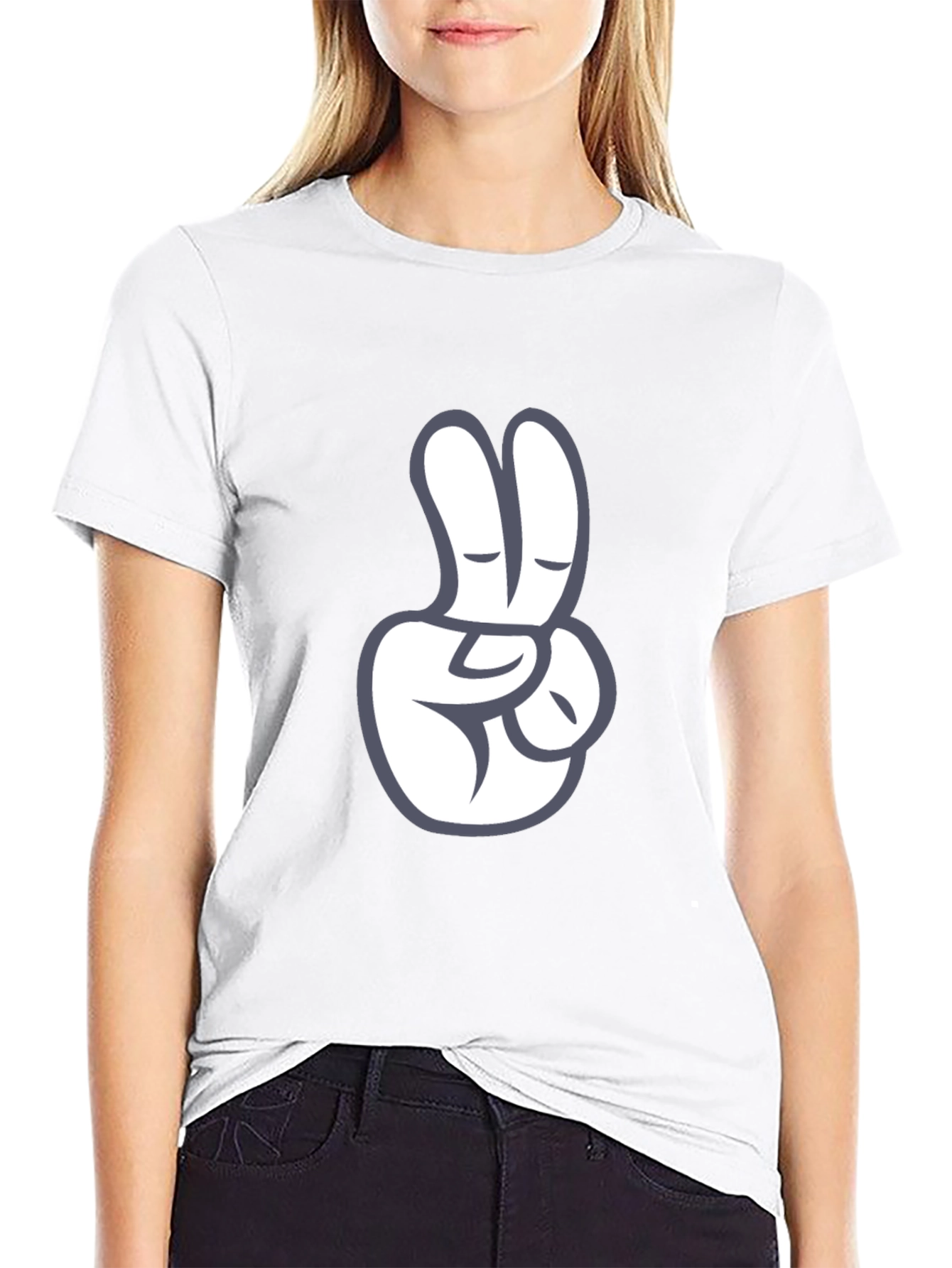 Peace Sign Graphic Tee - Black Cotton T-Shirt