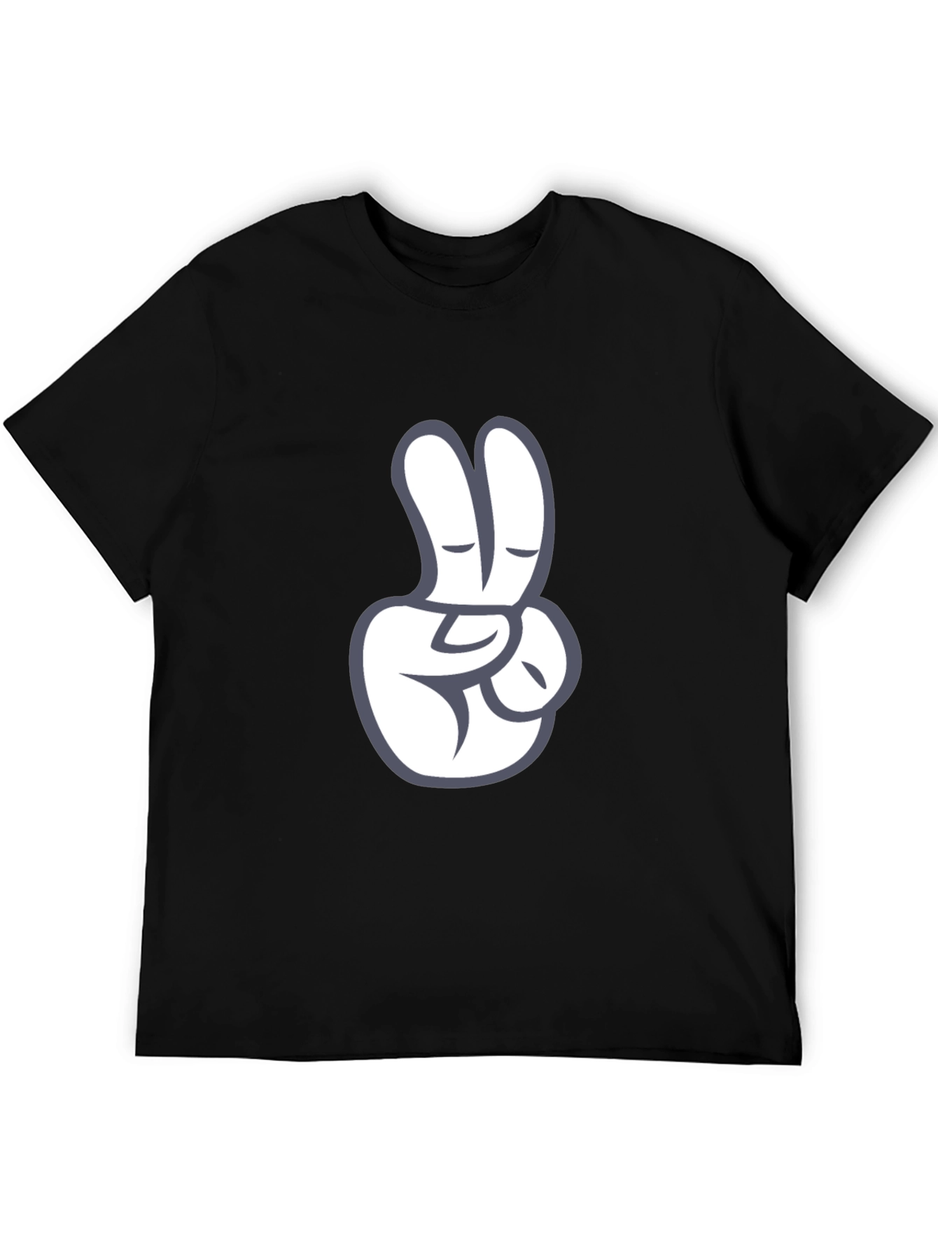 Peace Sign Graphic Tee - Black Cotton T-Shirt