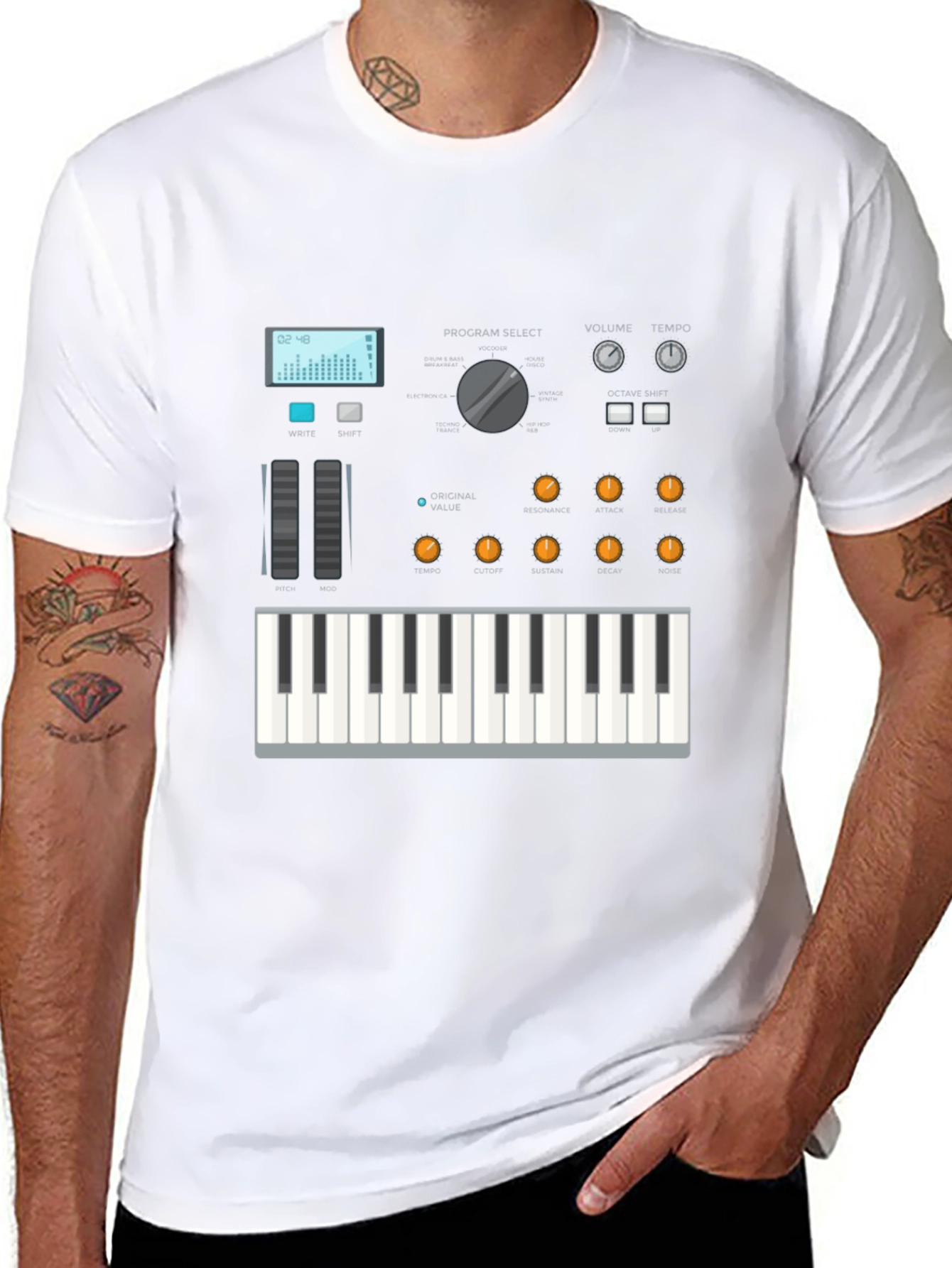 Synthesizer Graphic Tee - Music Lover Shirt