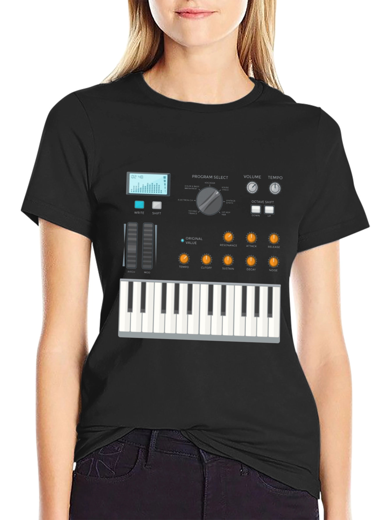 Synthesizer Graphic Tee - Music Lover Shirt