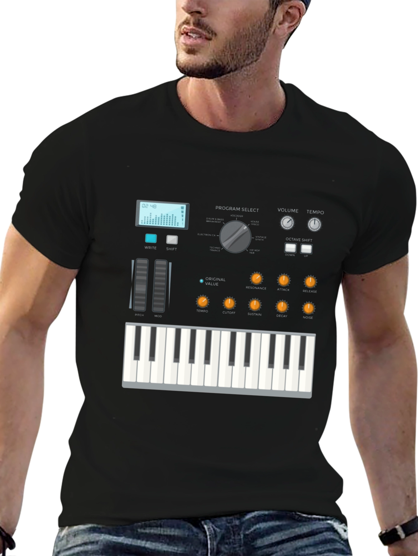 Synthesizer Graphic Tee - Music Lover Shirt