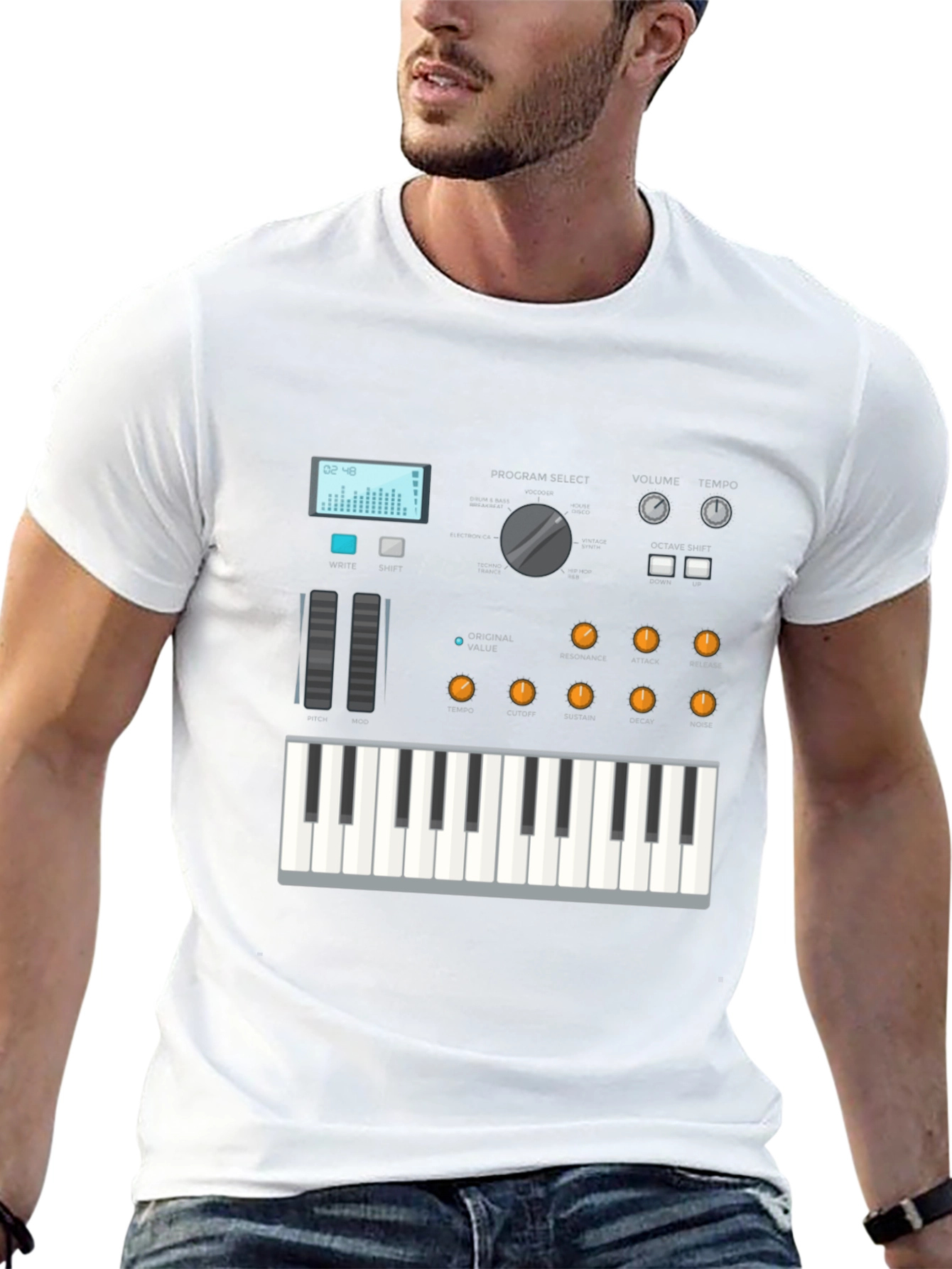 Synthesizer Graphic Tee - Music Lover Shirt