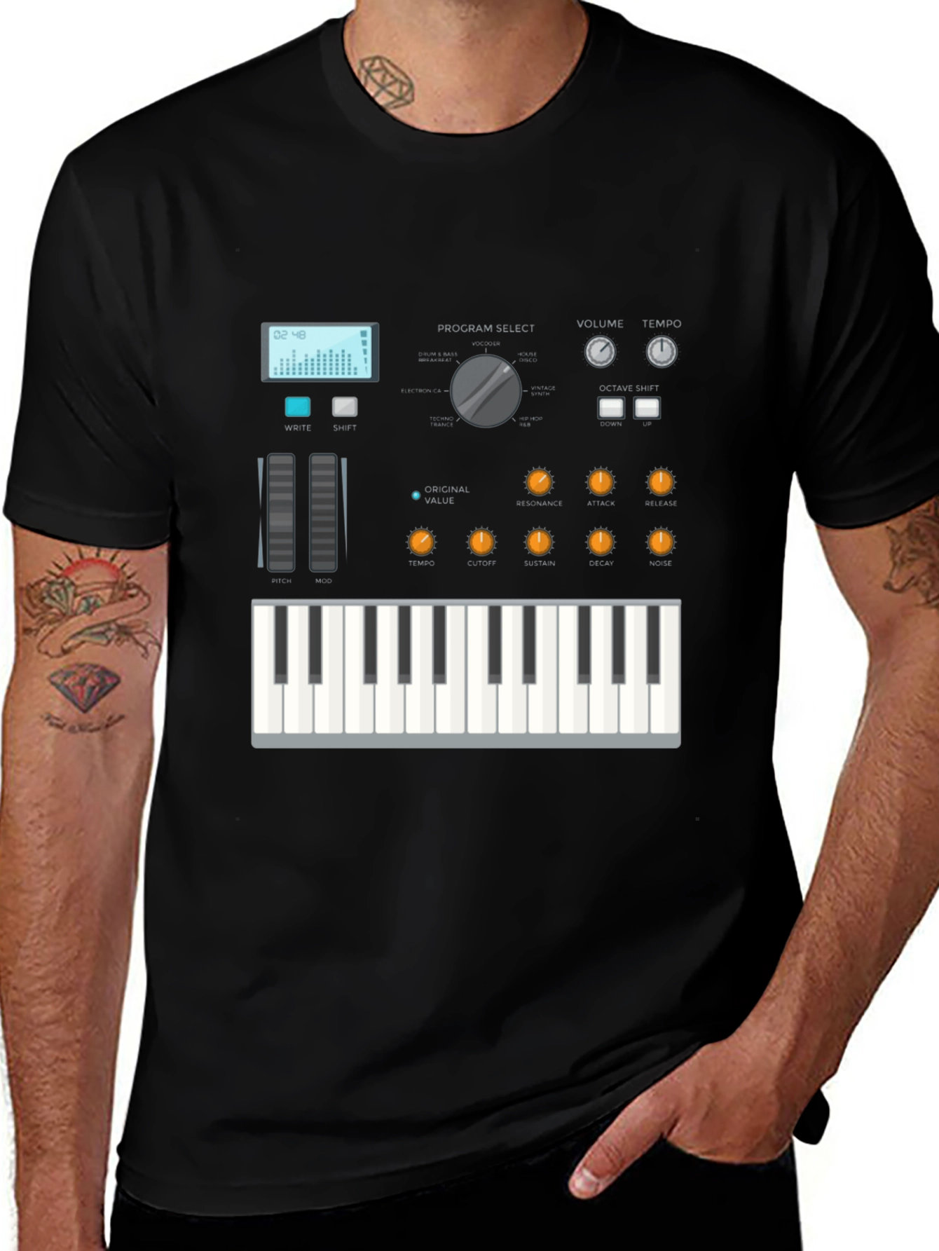 Synthesizer Graphic Tee - Music Lover Shirt
