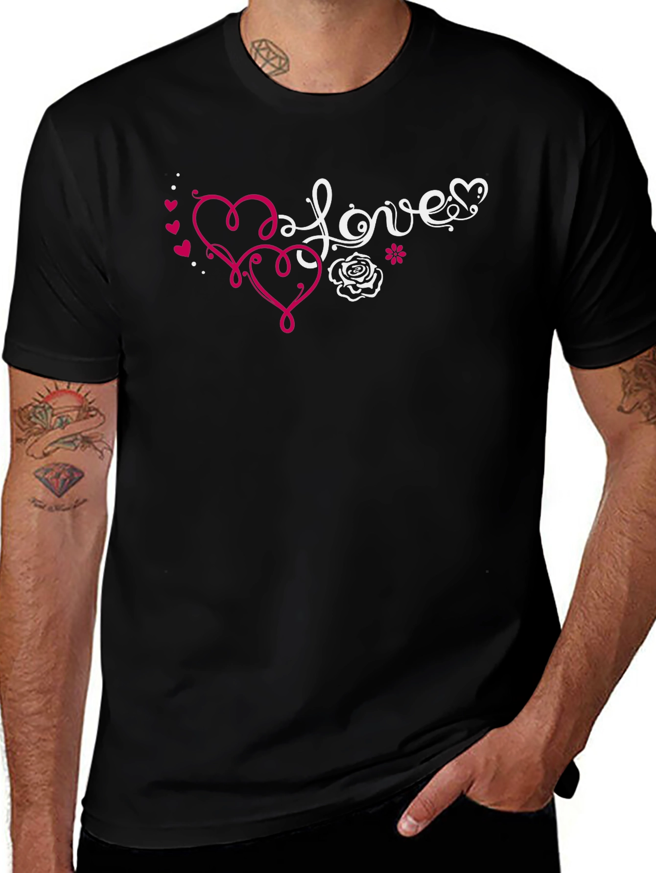 Love Hearts Graphic T-Shirt - Black