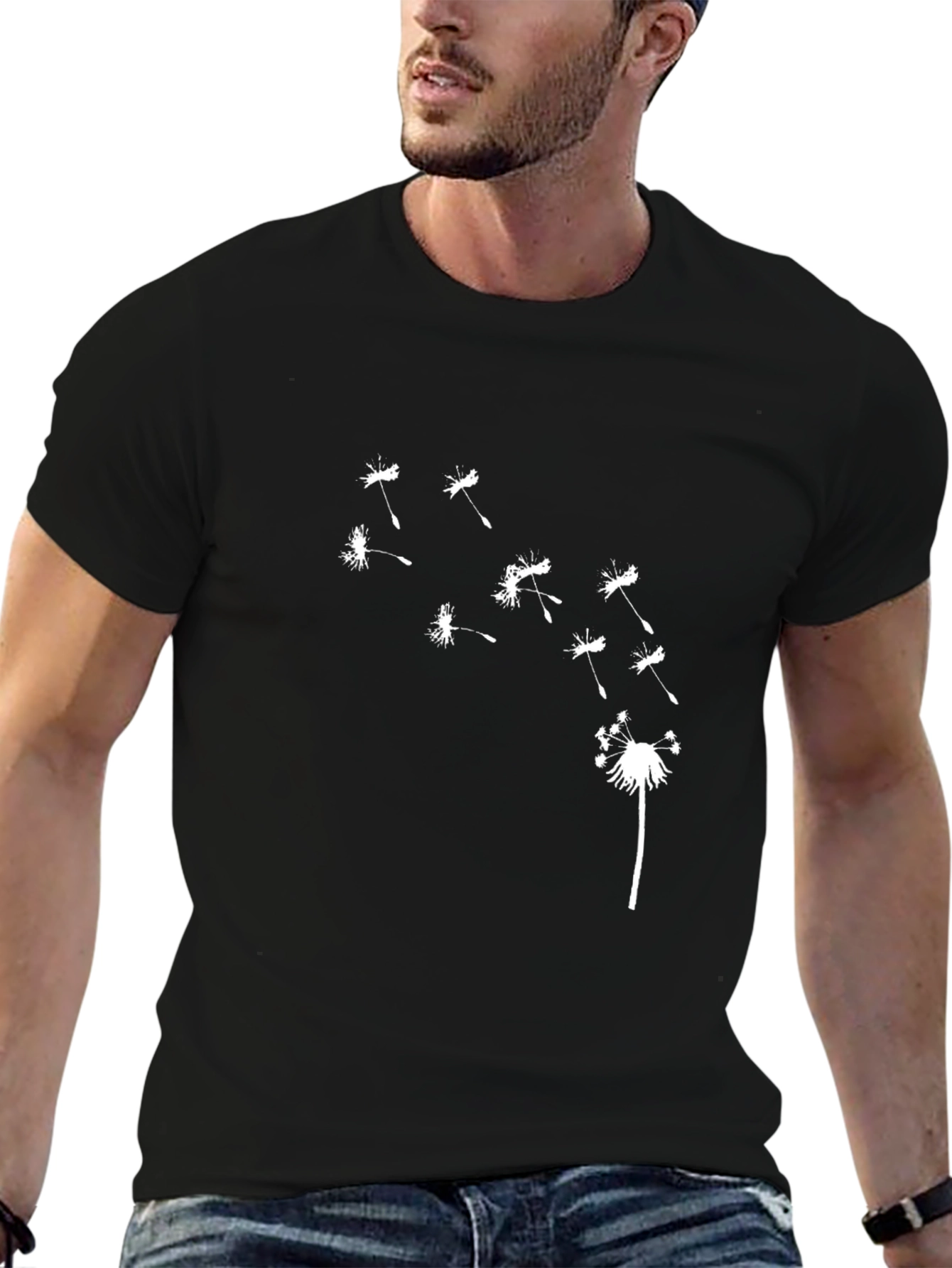 Dandelion Print Black T-Shirt