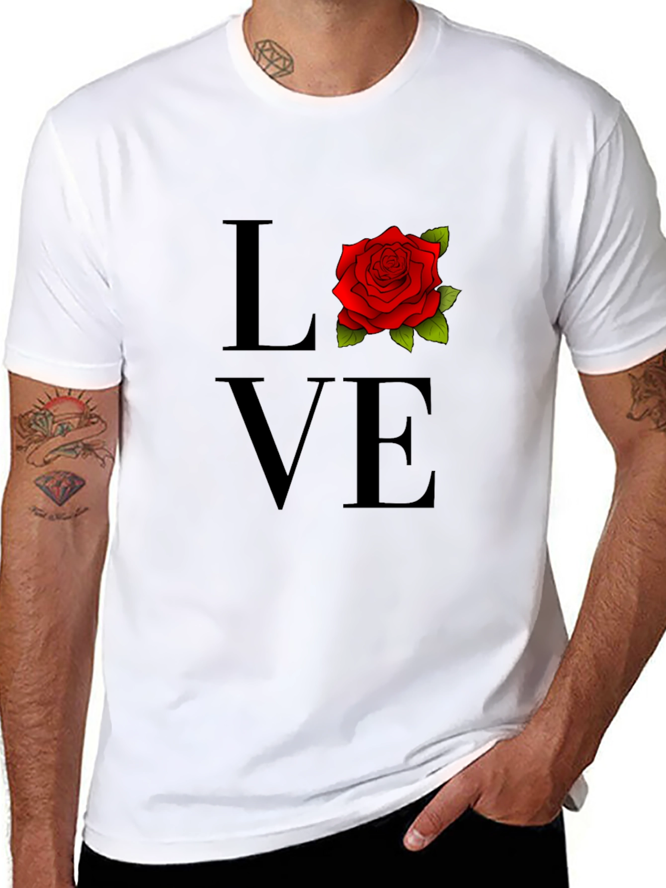 Love Rose Graphic T-Shirt - Black