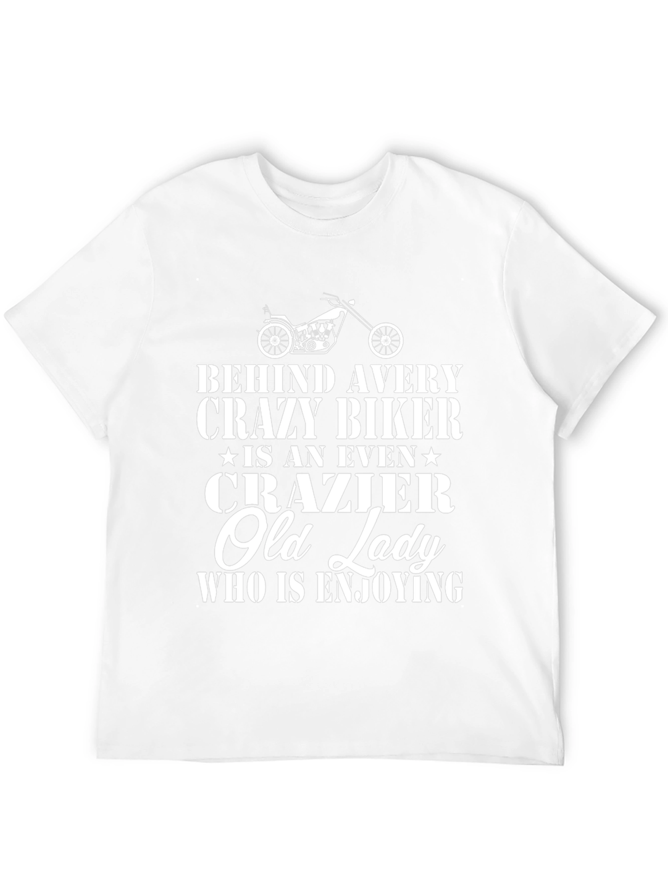 Crazy Biker & Old Lady Graphic Tee - Black