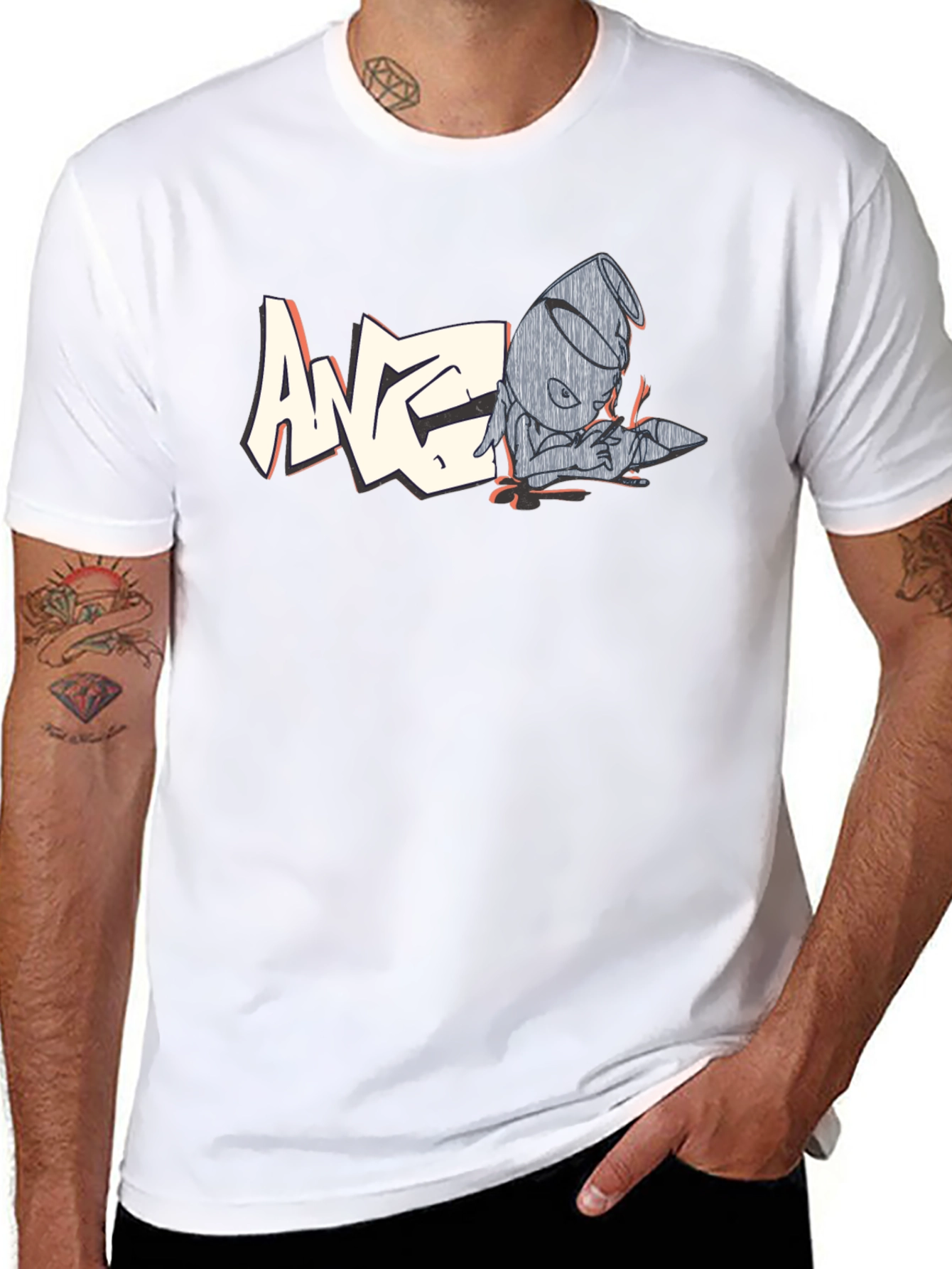 Graphic Black T-Shirt - Retro Cartoon Design