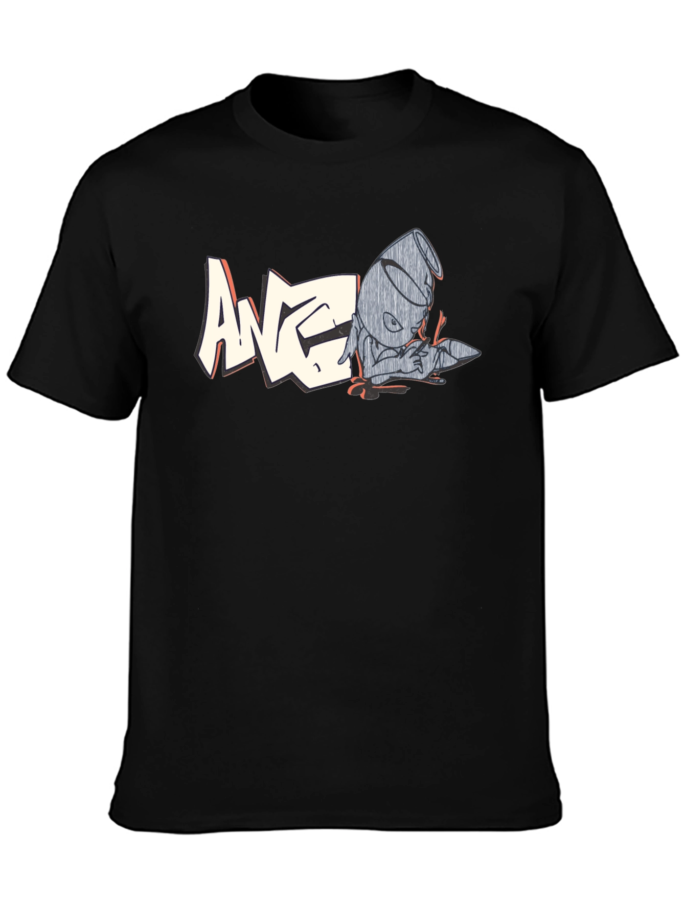 Graphic Black T-Shirt - Retro Cartoon Design