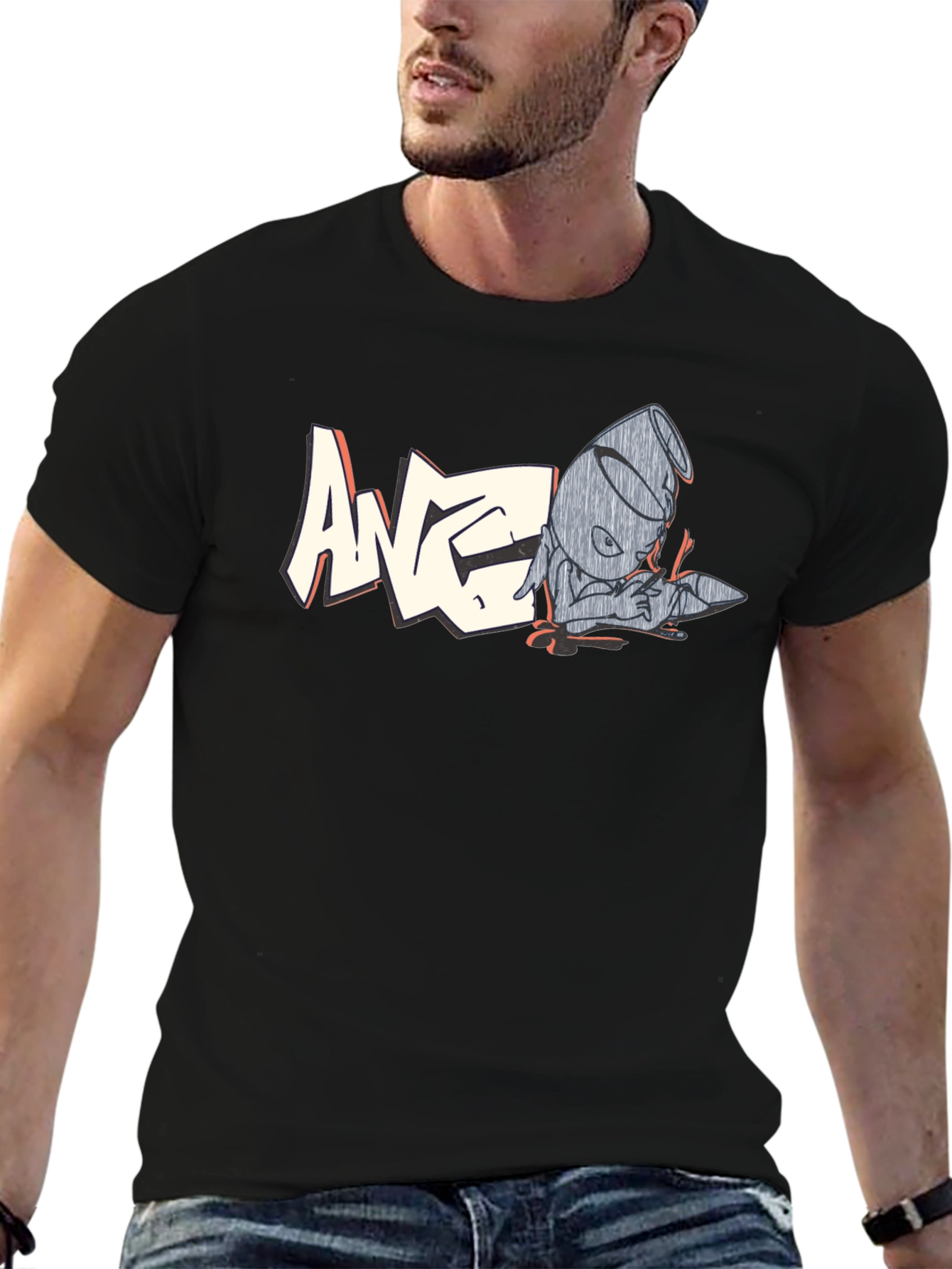 Graphic Black T-Shirt - Retro Cartoon Design