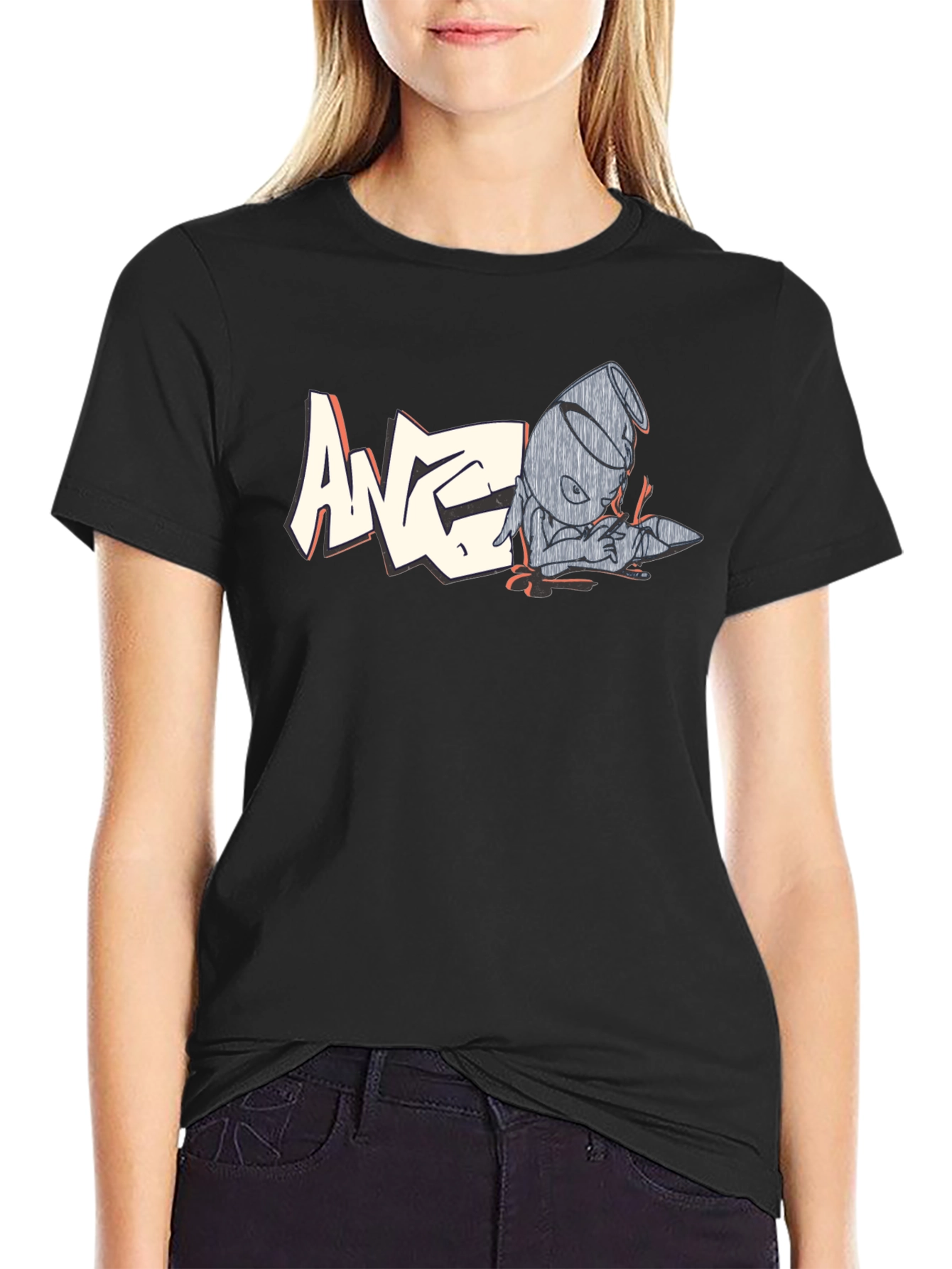 Graphic Black T-Shirt - Retro Cartoon Design
