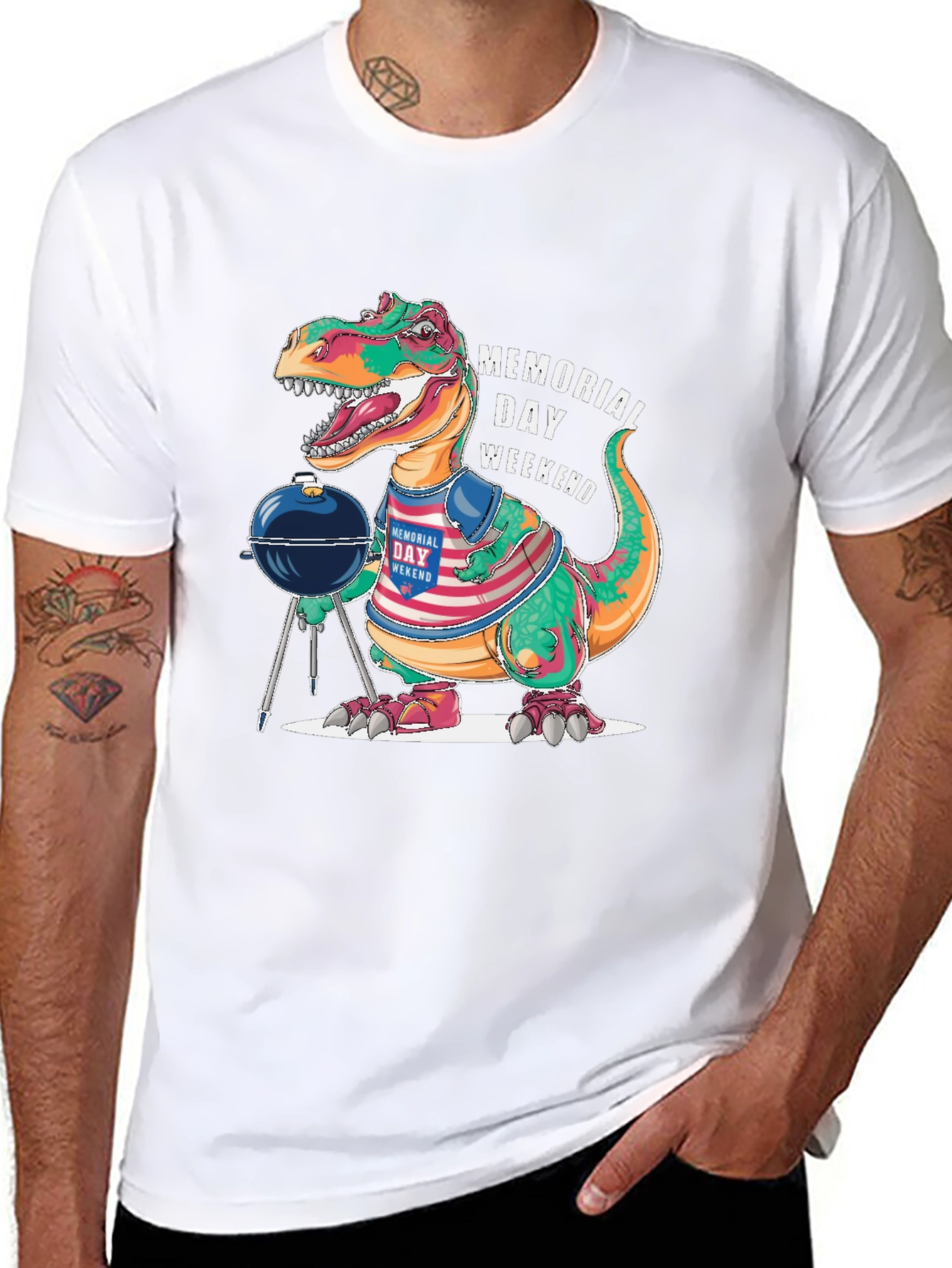 Memorial Day Weekend BBQ Dinosaur T-Shirt