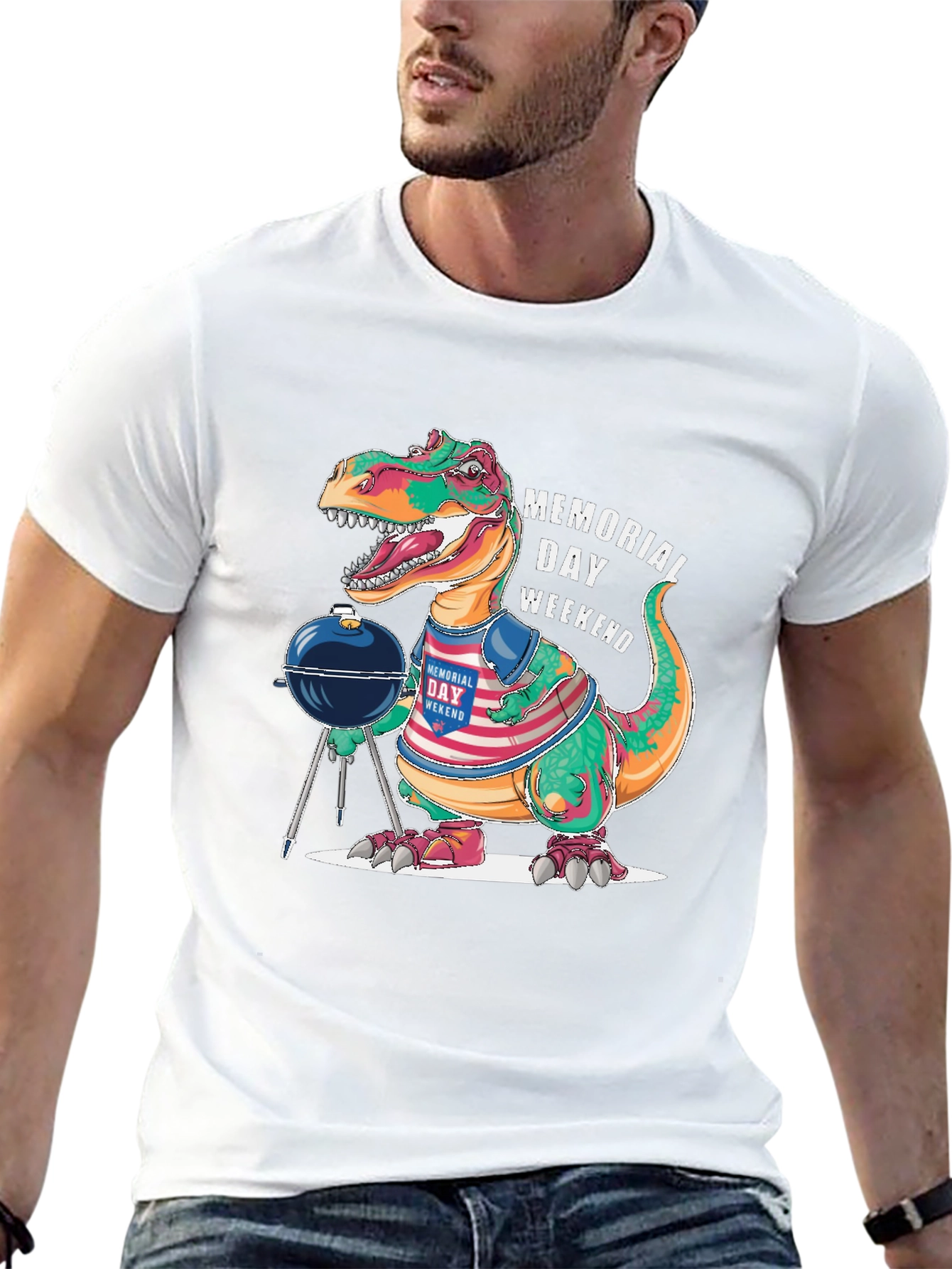 Memorial Day Weekend BBQ Dinosaur T-Shirt