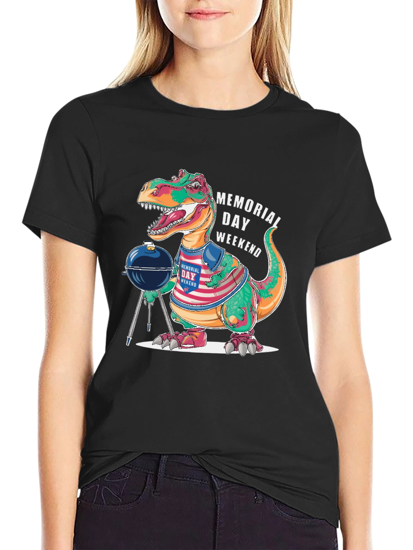 Memorial Day Weekend BBQ Dinosaur T-Shirt