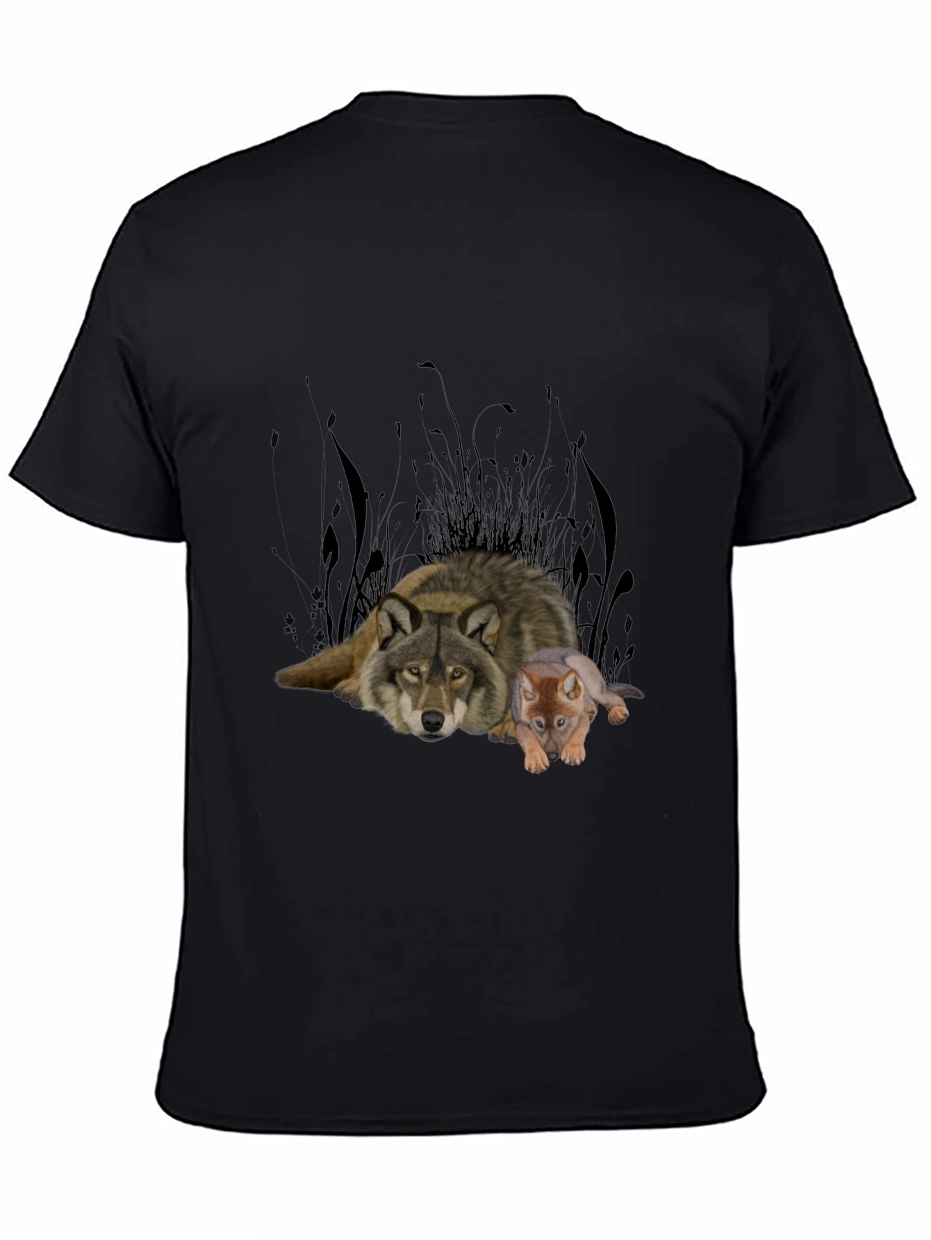 Wolf & Cub Graphic Tee - Black Cotton Blend