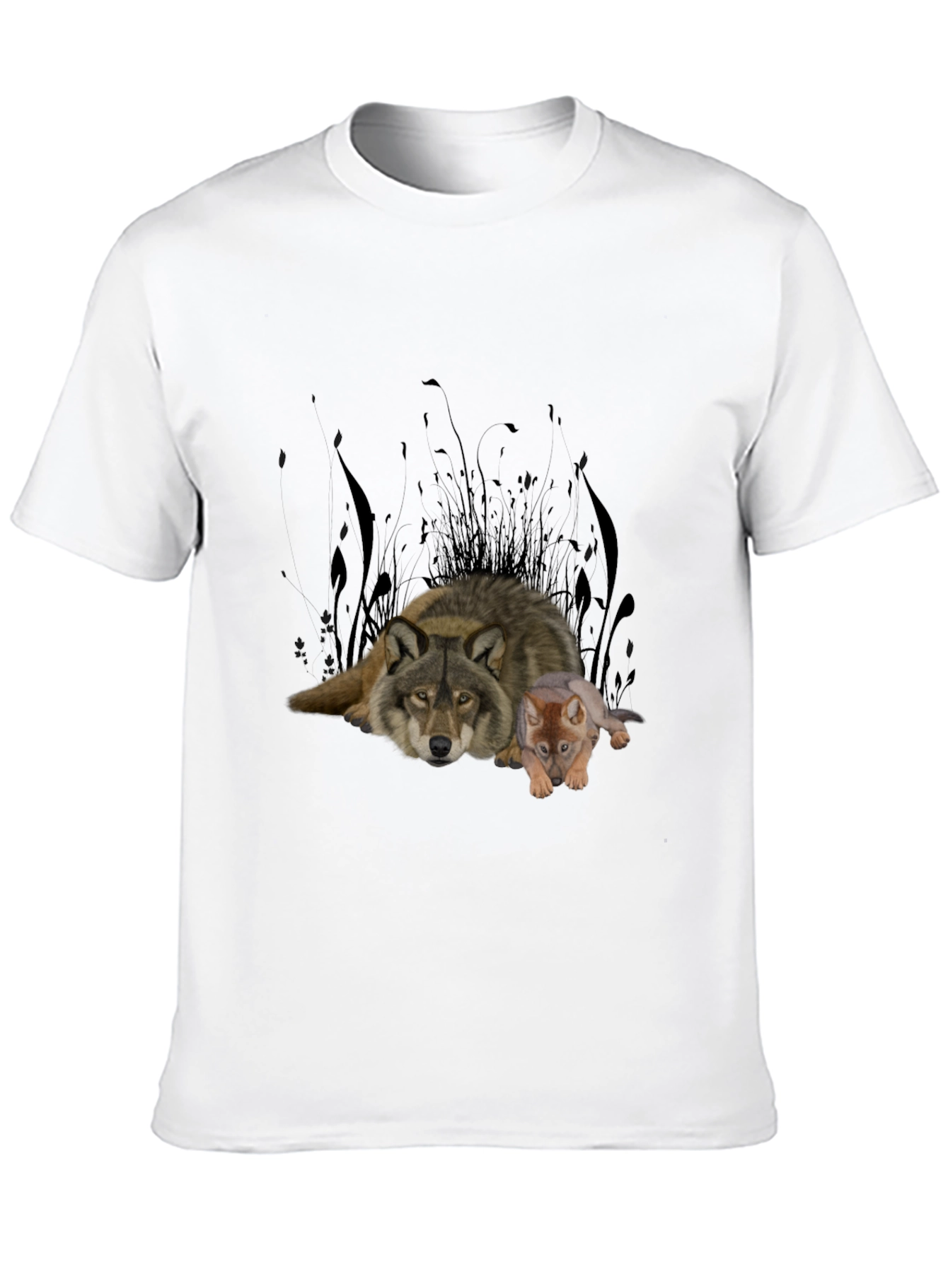 Wolf & Cub Graphic Tee - Black Cotton Blend