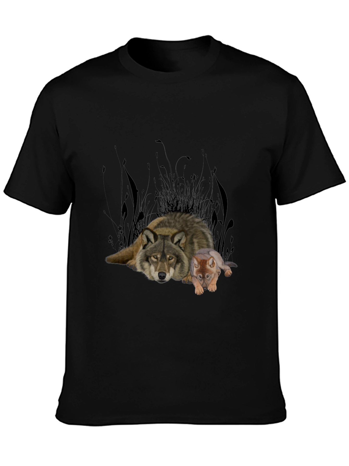 Wolf & Cub Graphic Tee - Black Cotton Blend