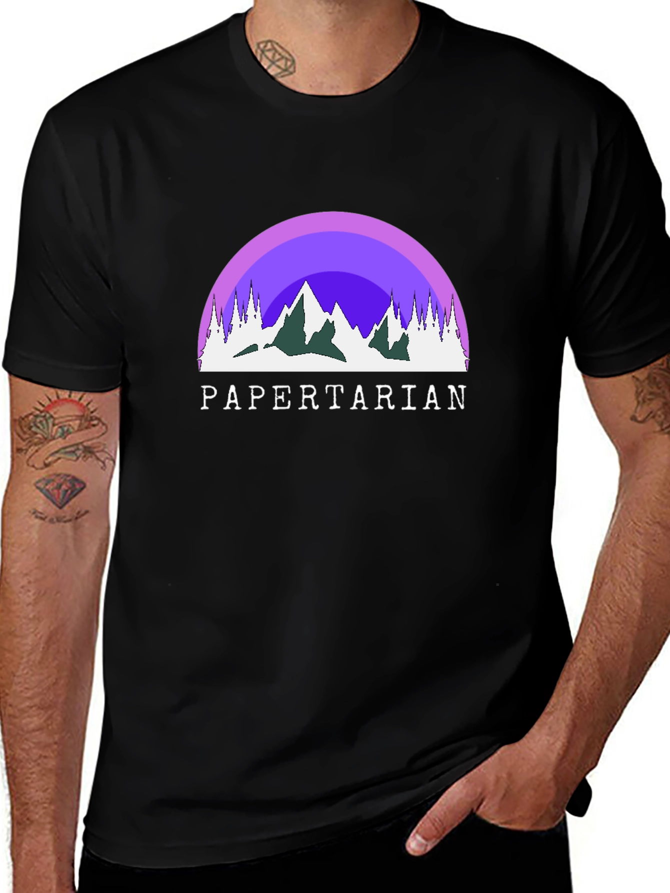 Papertarian Mountain Graphic Tee - Black