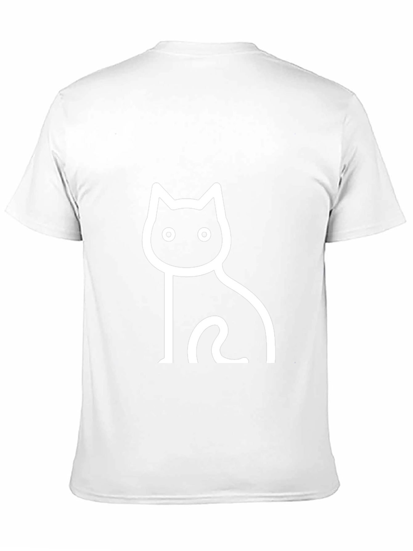 Black Cat Outline Graphic T-Shirt - Casual Wear