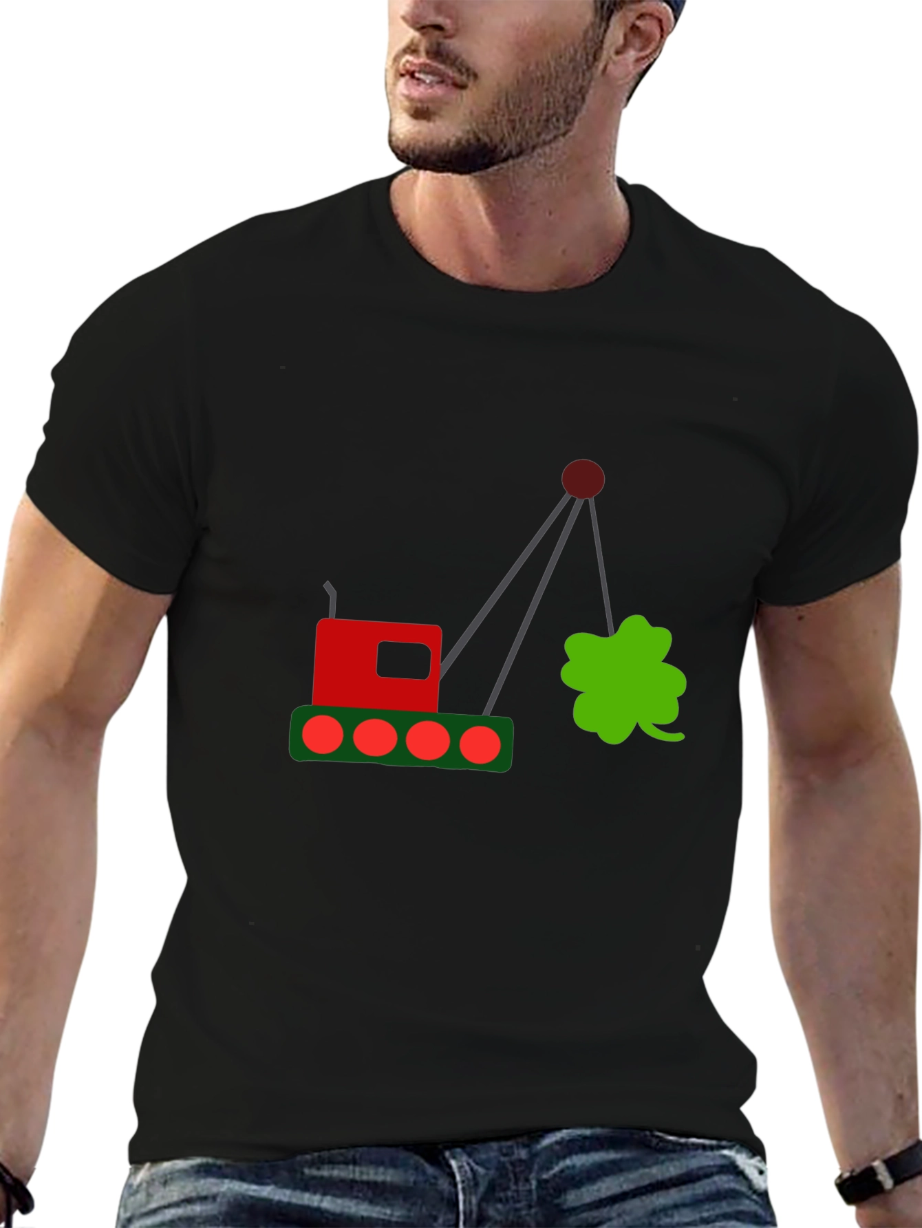 Lucky Clover Crane Graphic Tee - Black