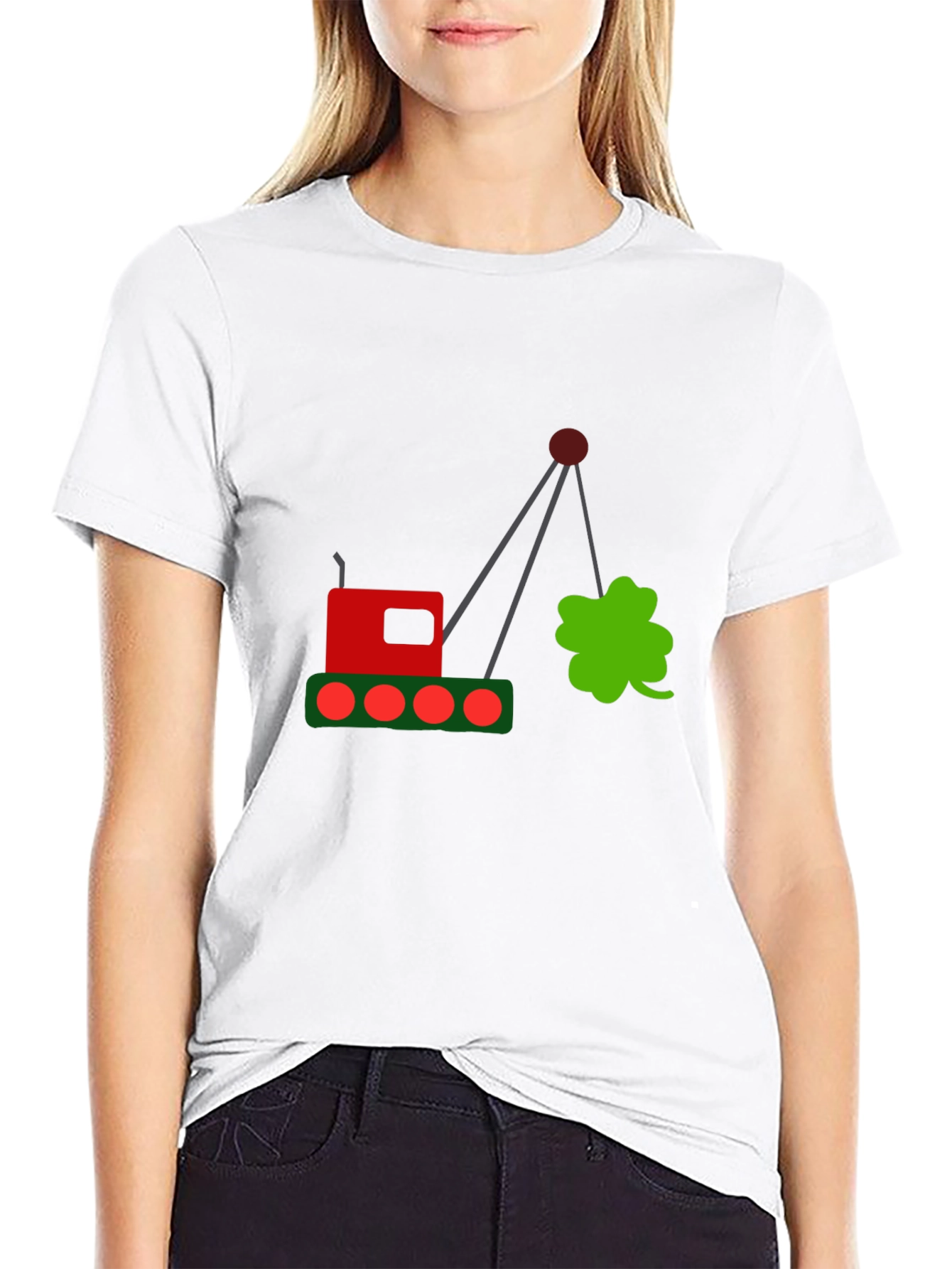 Lucky Clover Crane Graphic Tee - Black