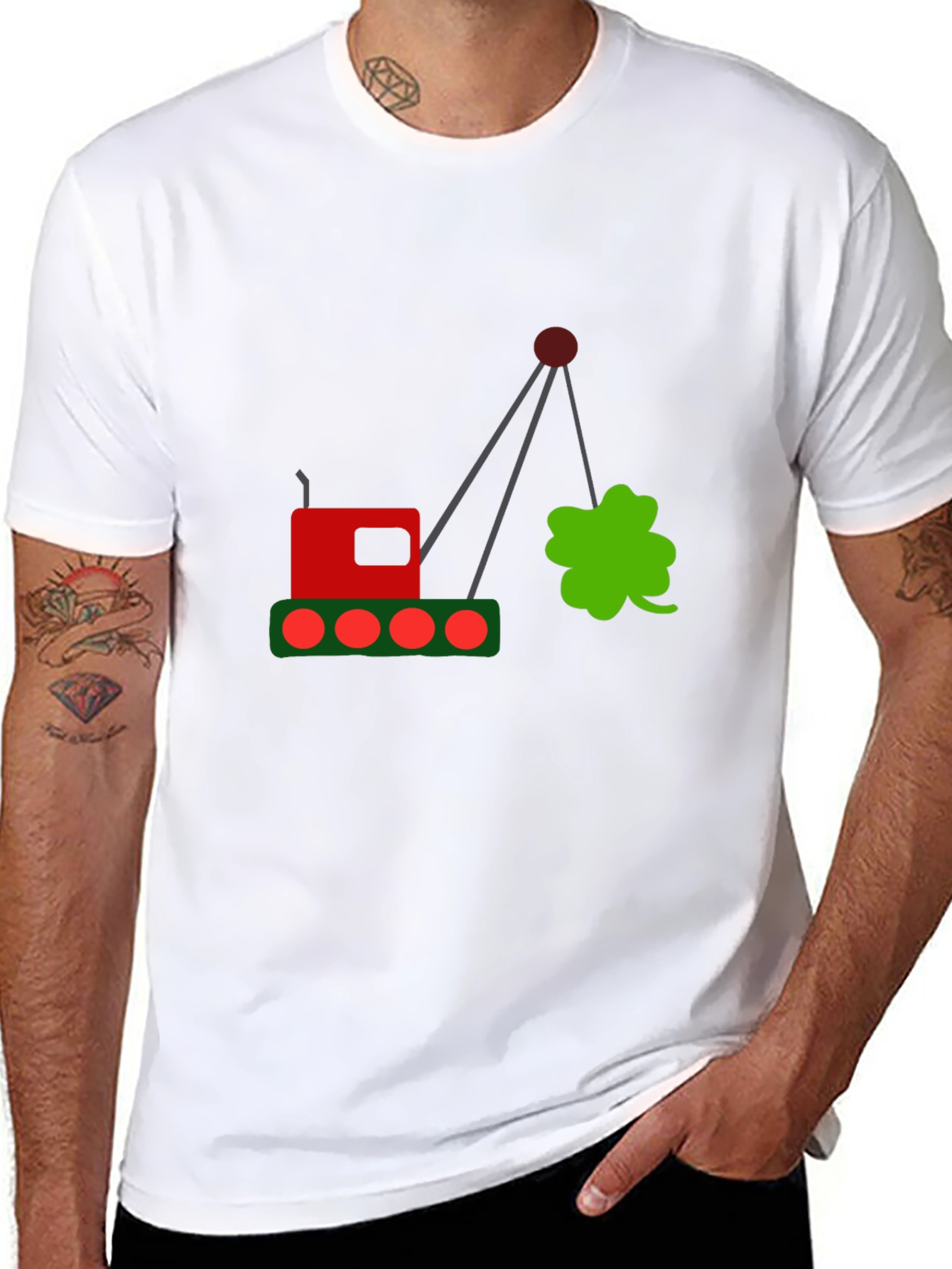Lucky Clover Crane Graphic Tee - Black