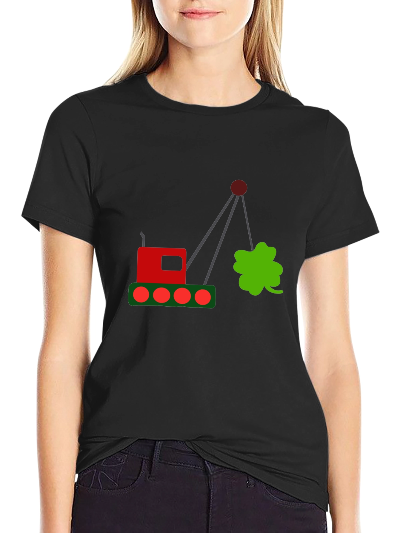 Lucky Clover Crane Graphic Tee - Black
