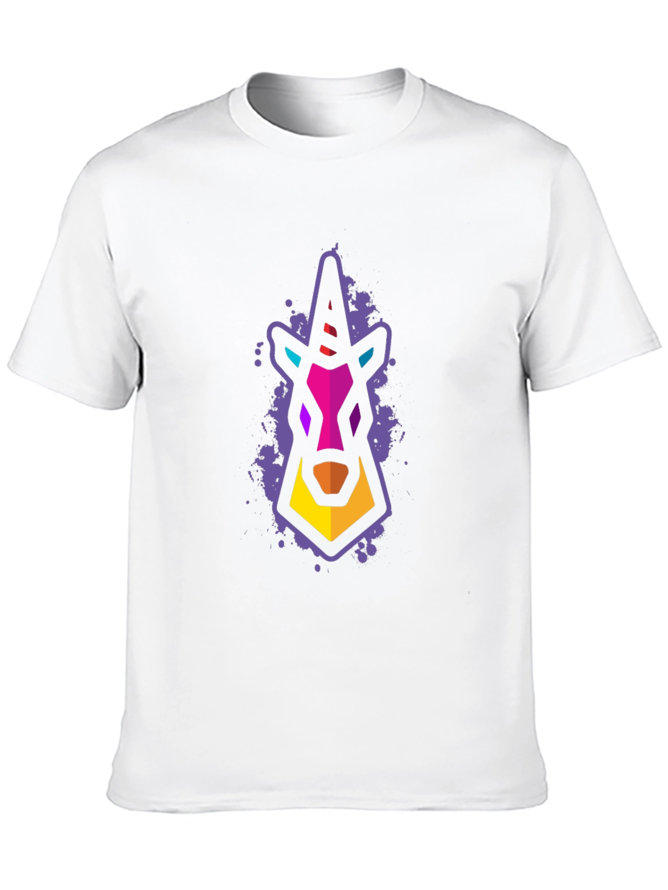 Geometric Unicorn Graphic T-Shirt - Black