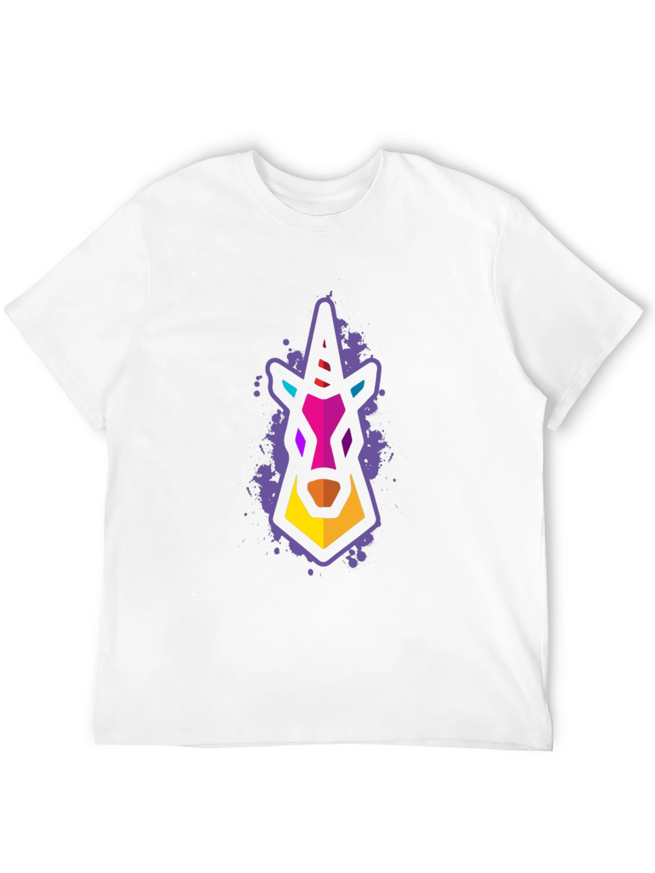 Geometric Unicorn Graphic T-Shirt - Black