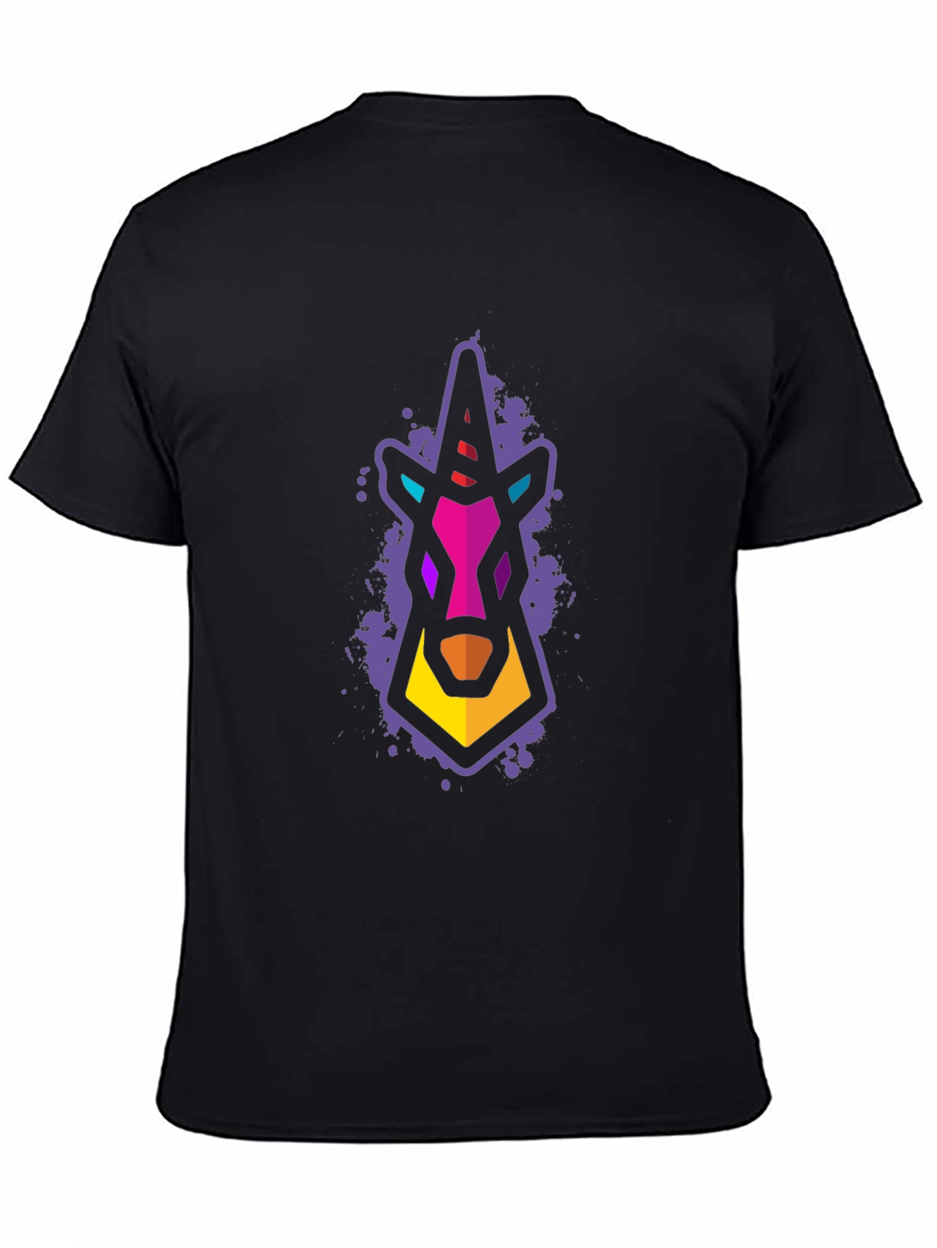 Geometric Unicorn Graphic T-Shirt - Black