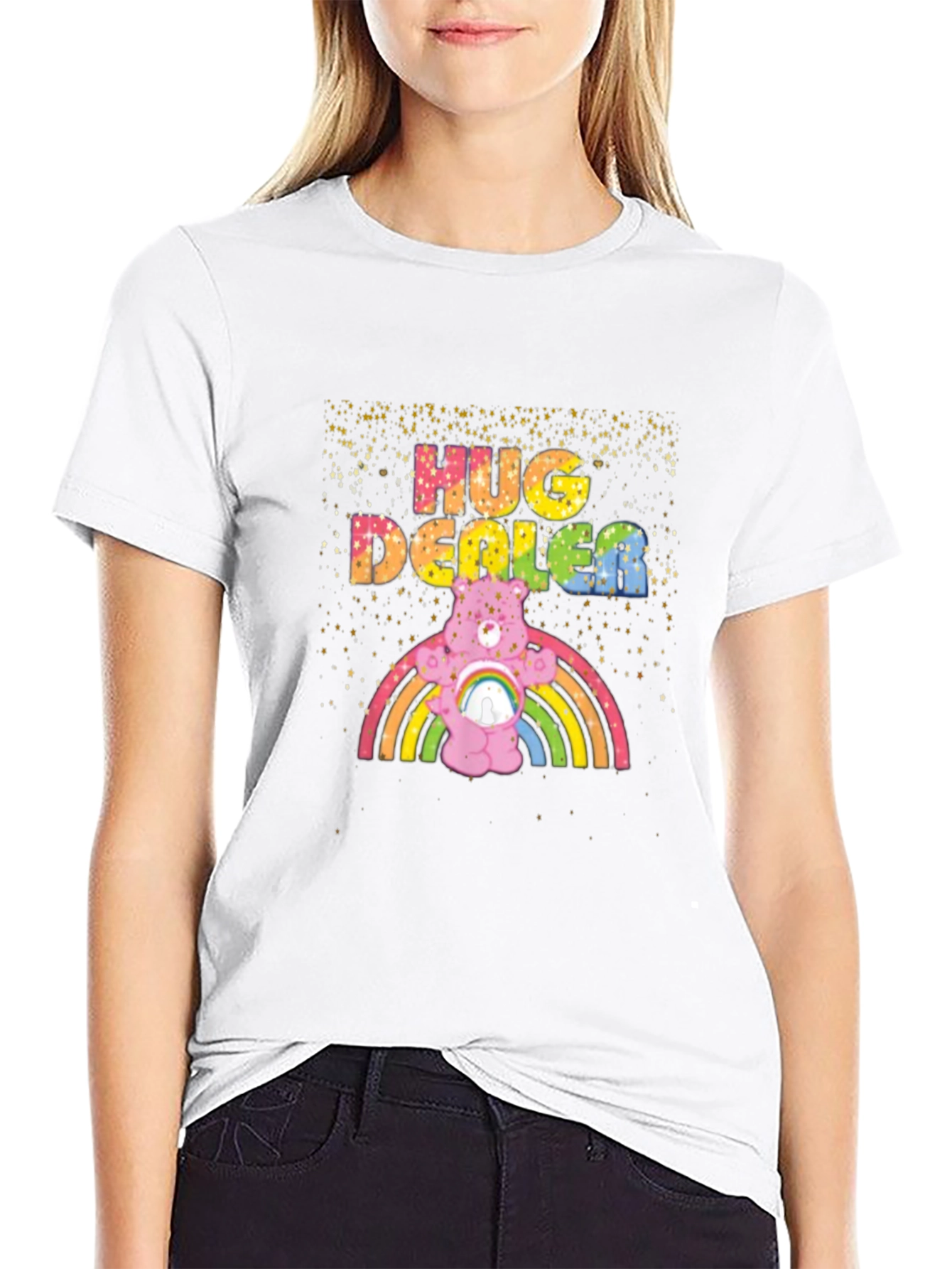 Hug Dealer Graphic Tee - Black Crew Neck T-Shirt