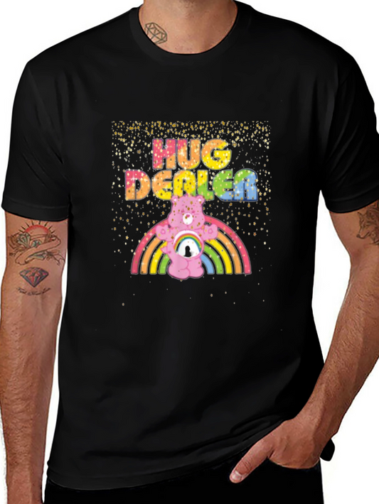 Hug Dealer Graphic Tee - Black Crew Neck T-Shirt