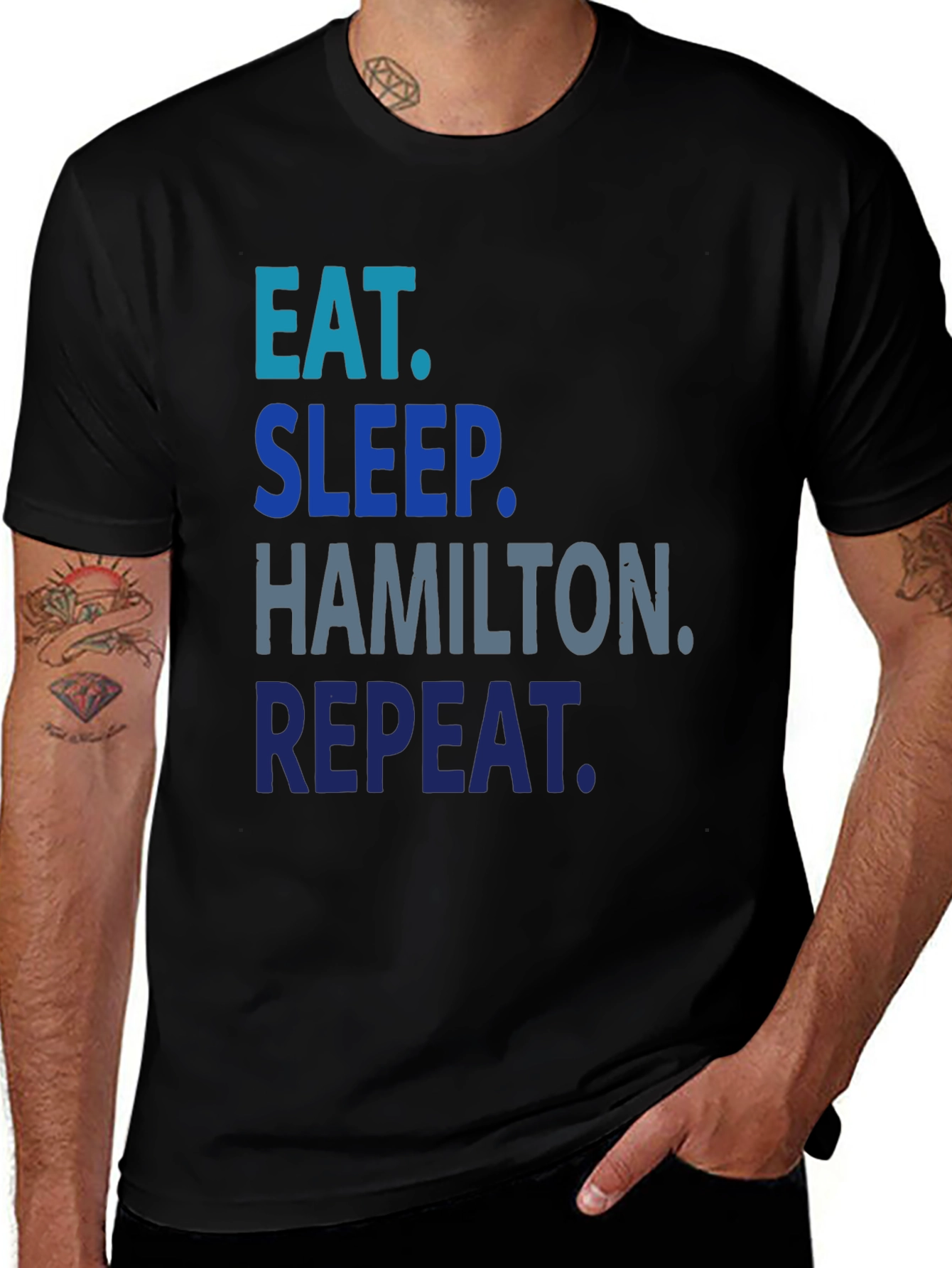 Eat Sleep Hamilton Repeat Black T-Shirt