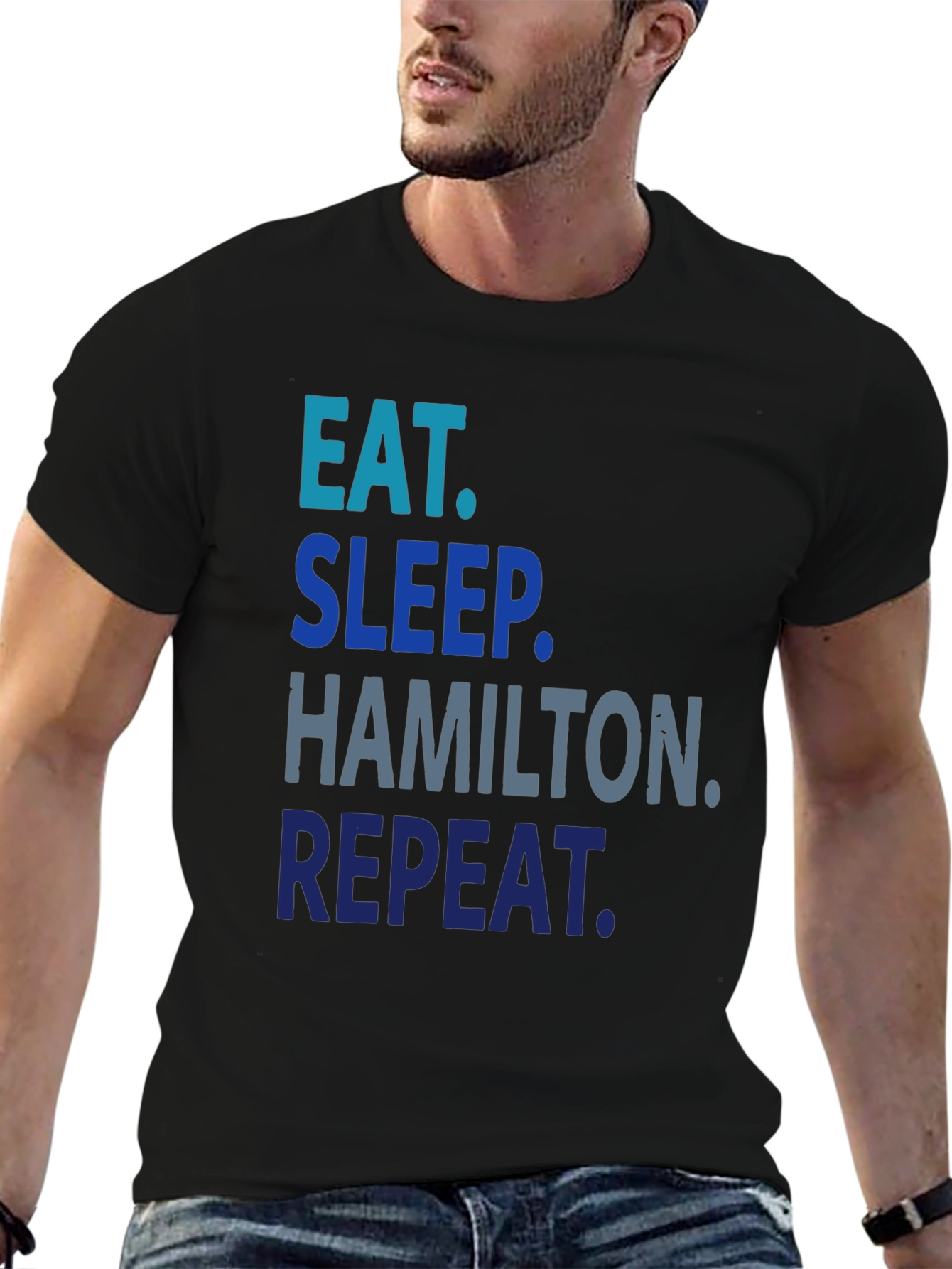 Eat Sleep Hamilton Repeat Black T-Shirt