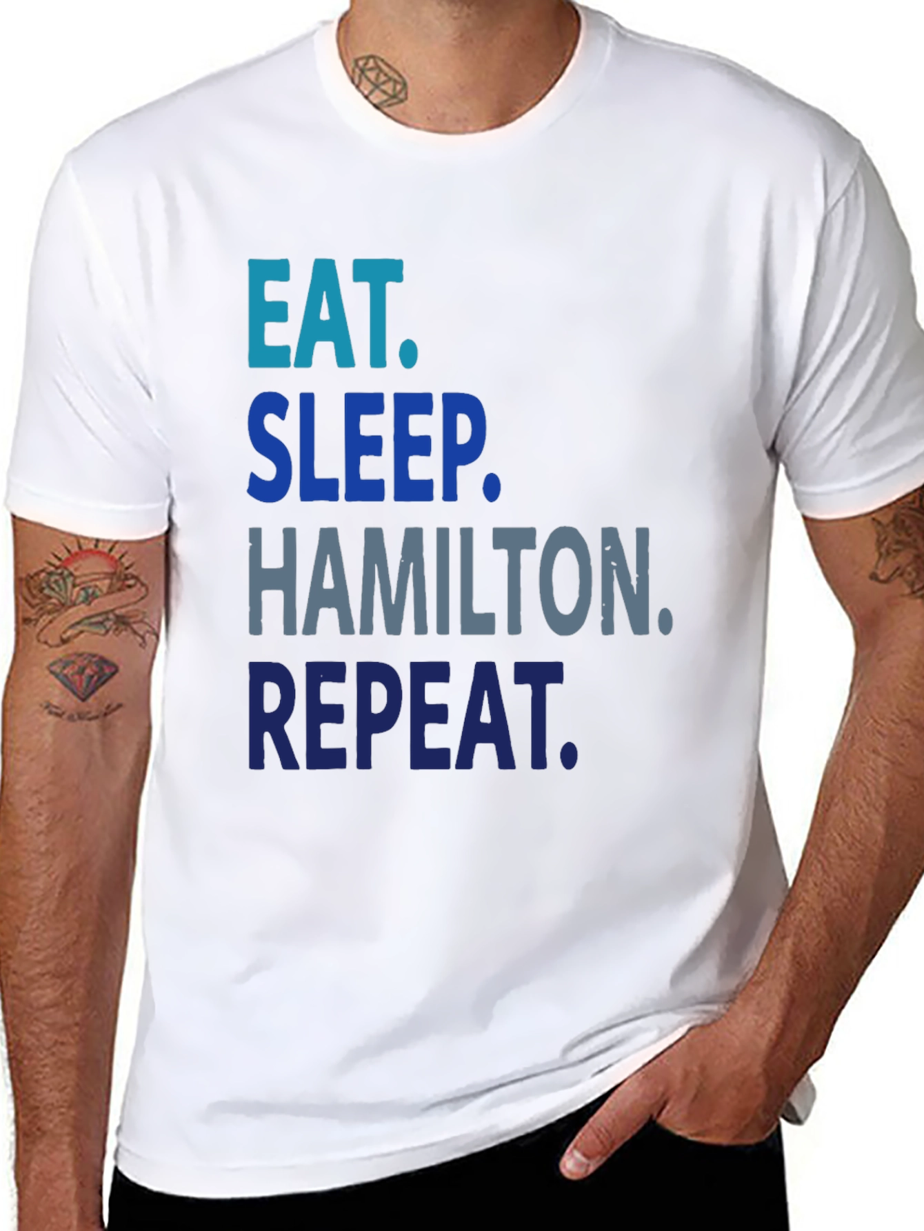 Eat Sleep Hamilton Repeat Black T-Shirt