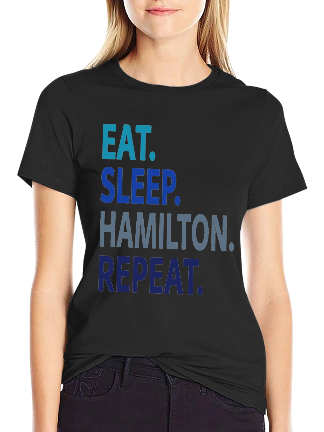Eat Sleep Hamilton Repeat Black T-Shirt