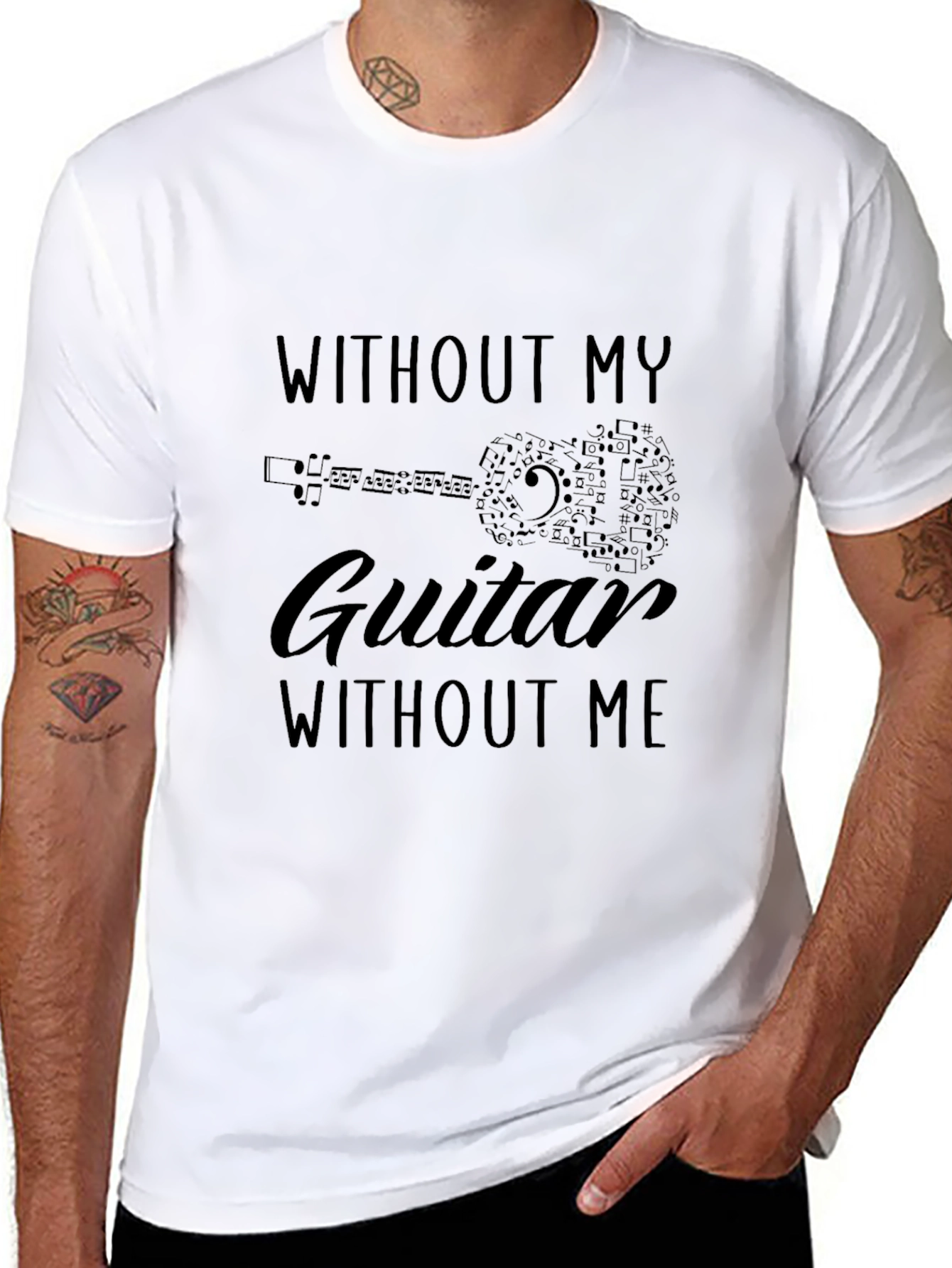 Without My Guitar Without Me Mens Black T-Shirt