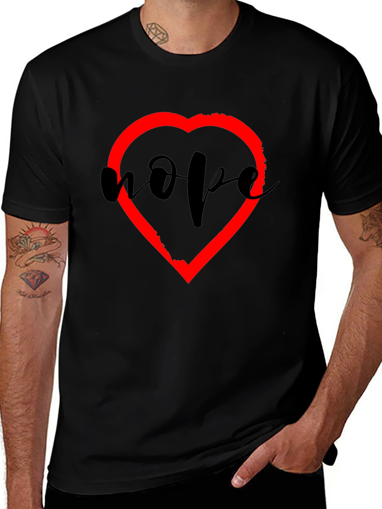Hope Heart Graphic Tee - Unisex Black T-Shirt