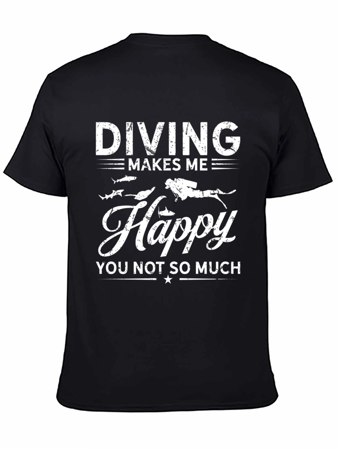 Diving Makes Me Happy Black Graphic T-Shirt
